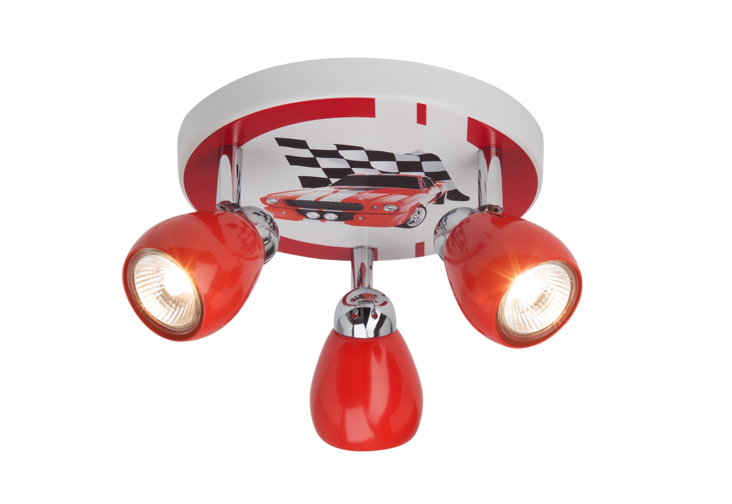 Brilliant LED Deckenstrahler »RACING«, 3 flammig-flammig, Spotrondell rot/weiß-schwarz, 3 x GU10 max. 3W, 11cm Höhe, Metall