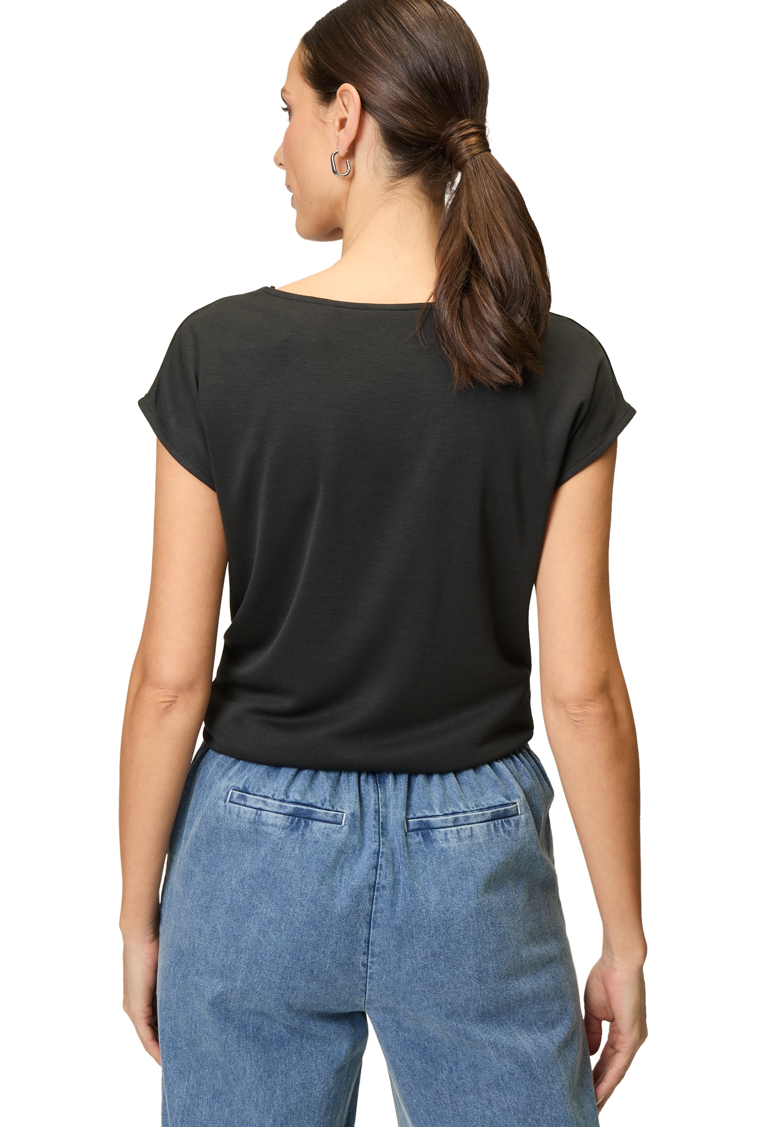 Zero T-Shirt »zero Jerseyshirt mit Wasserfallausschnitt«, (1 tlg.), drapiert /gerafft