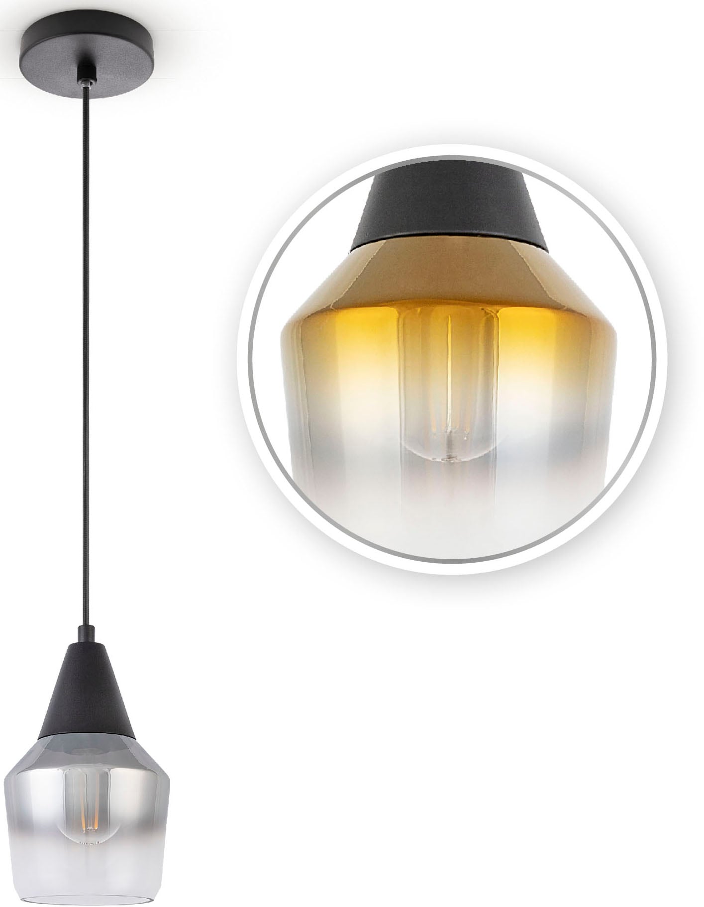 Paco Home Pendelleuchte »DIANA«, Esstisch Deckenlampe Glas Lampenschirm  Modern Vintage Industrial E27 | BAUR