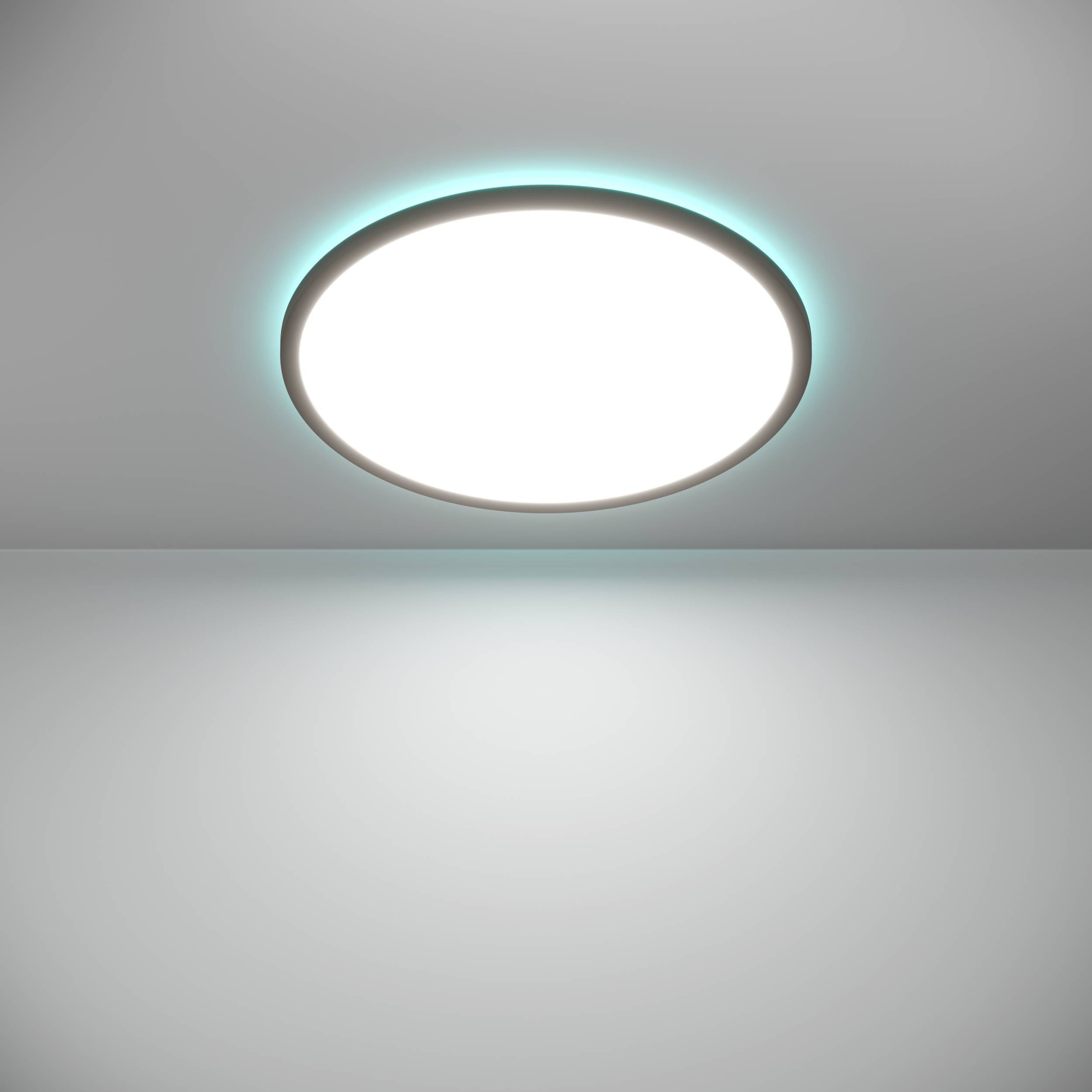 EGLO Deckenleuchte »Rovito-Z Deckenlampe, ZigBee 3.0, Kunststoff, Badezimmerlampe, IP44« LED-Modul 1 Stk. Kaltweiß | RGB Wand-/Deckenleuchte - H3,2 x Ø50 cm - schwarz - 16,8W inkl.