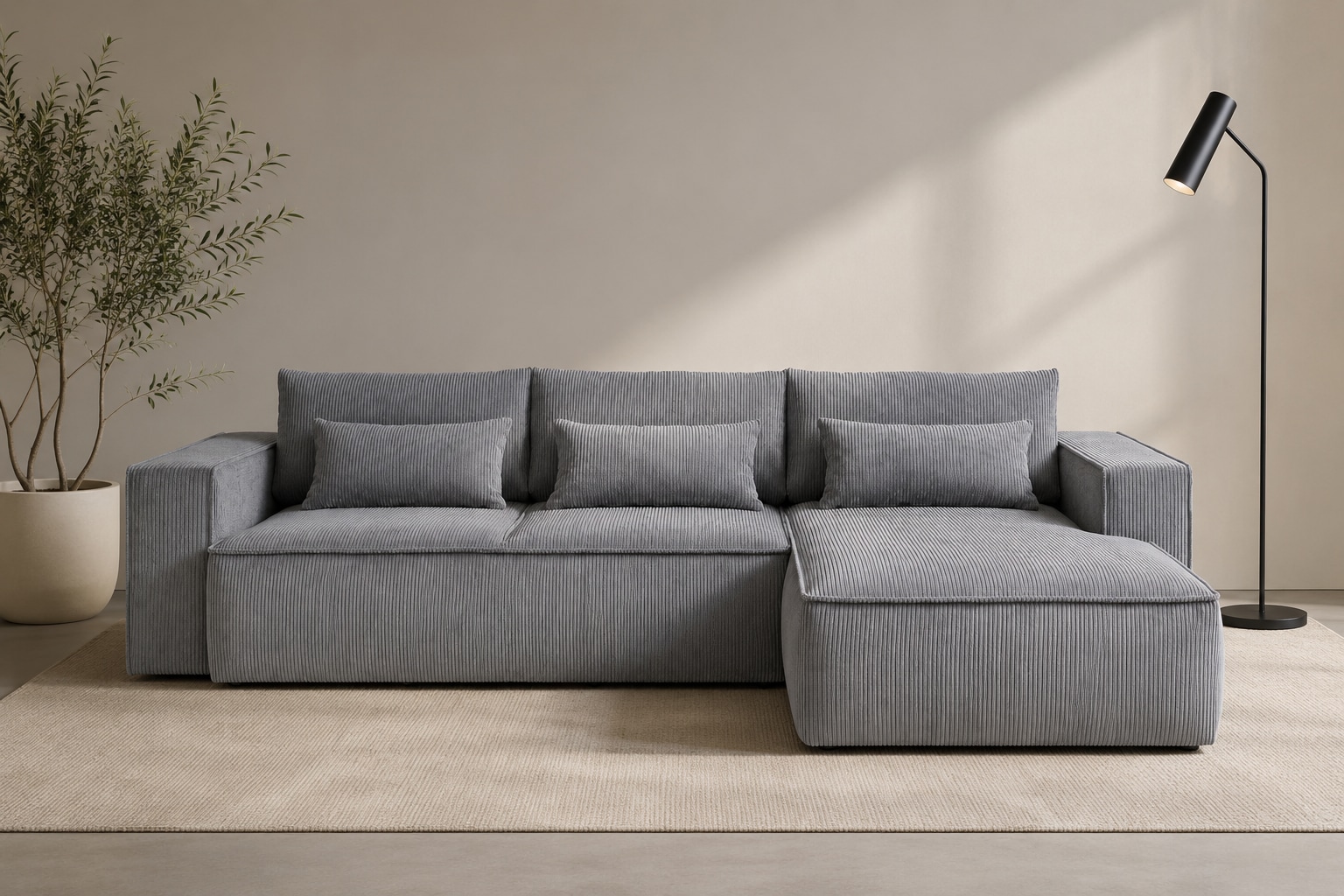 OTTO home Ecksofa "Tillian, Schlafsofa" Breite 294 cm, Breitkord, Sitzfläche mit Taschenfederkern
