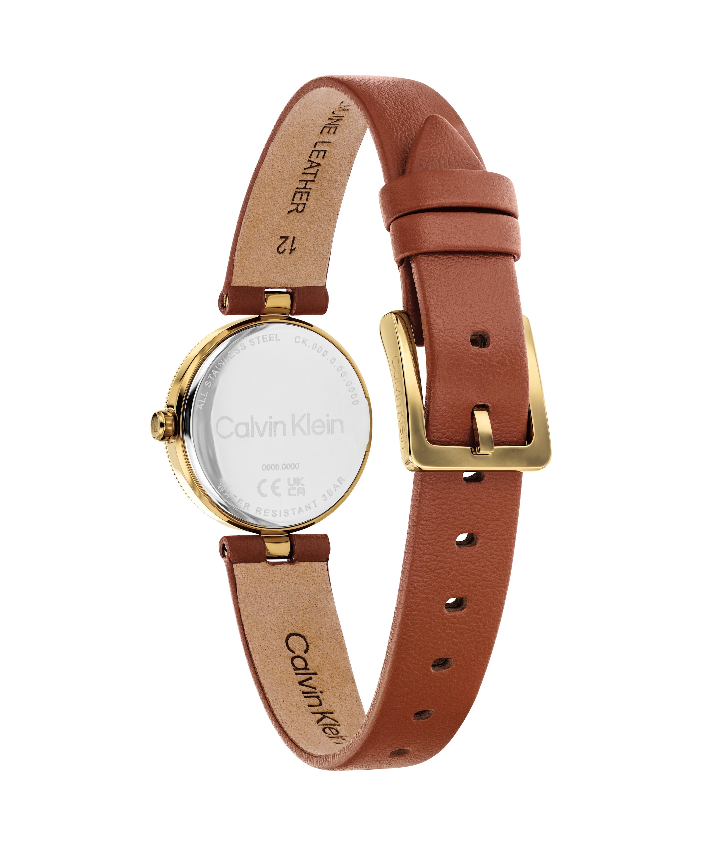 Calvin Klein Quarzuhr »GLEAM« Armbanduhr, Damenuhr, Lederarmband, analog