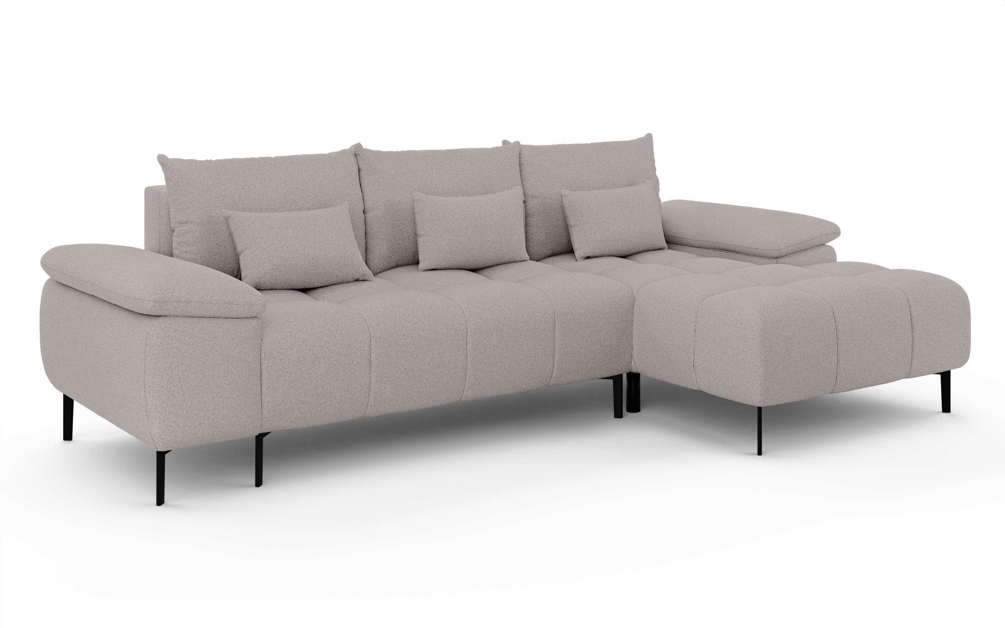 INOSIGN Ecksofa »DROMARA Schlafsofa mit Bettkasten, Maße: B/T/H 277/141/91 cm«, L-Form mit Recamiere rechts/links bestellbar, Wellenunterfederung