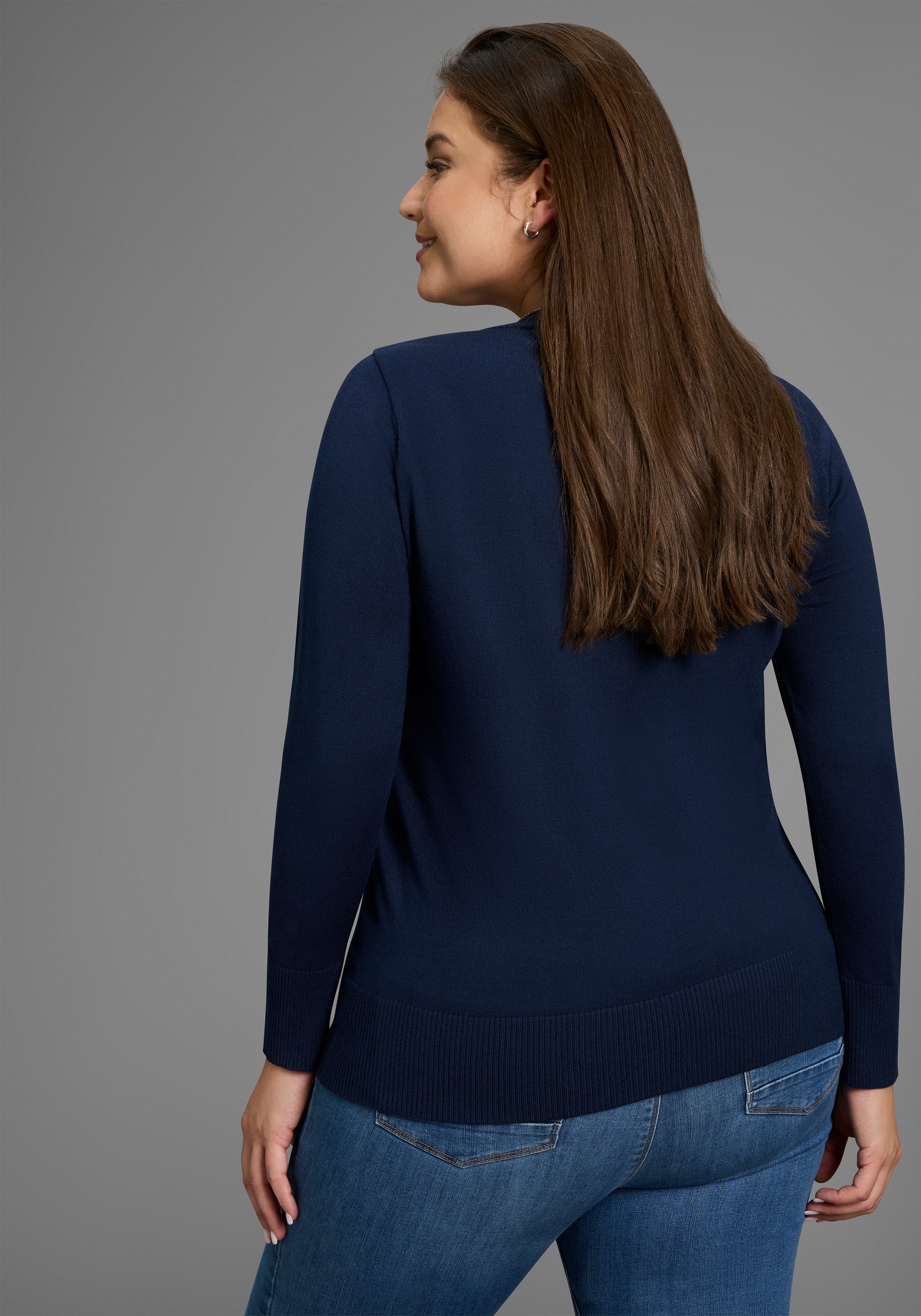 Laura Scott CURVE Strickpullover, figurumspielend, mit V-Ausschnitt - GROSS günstig online kaufen