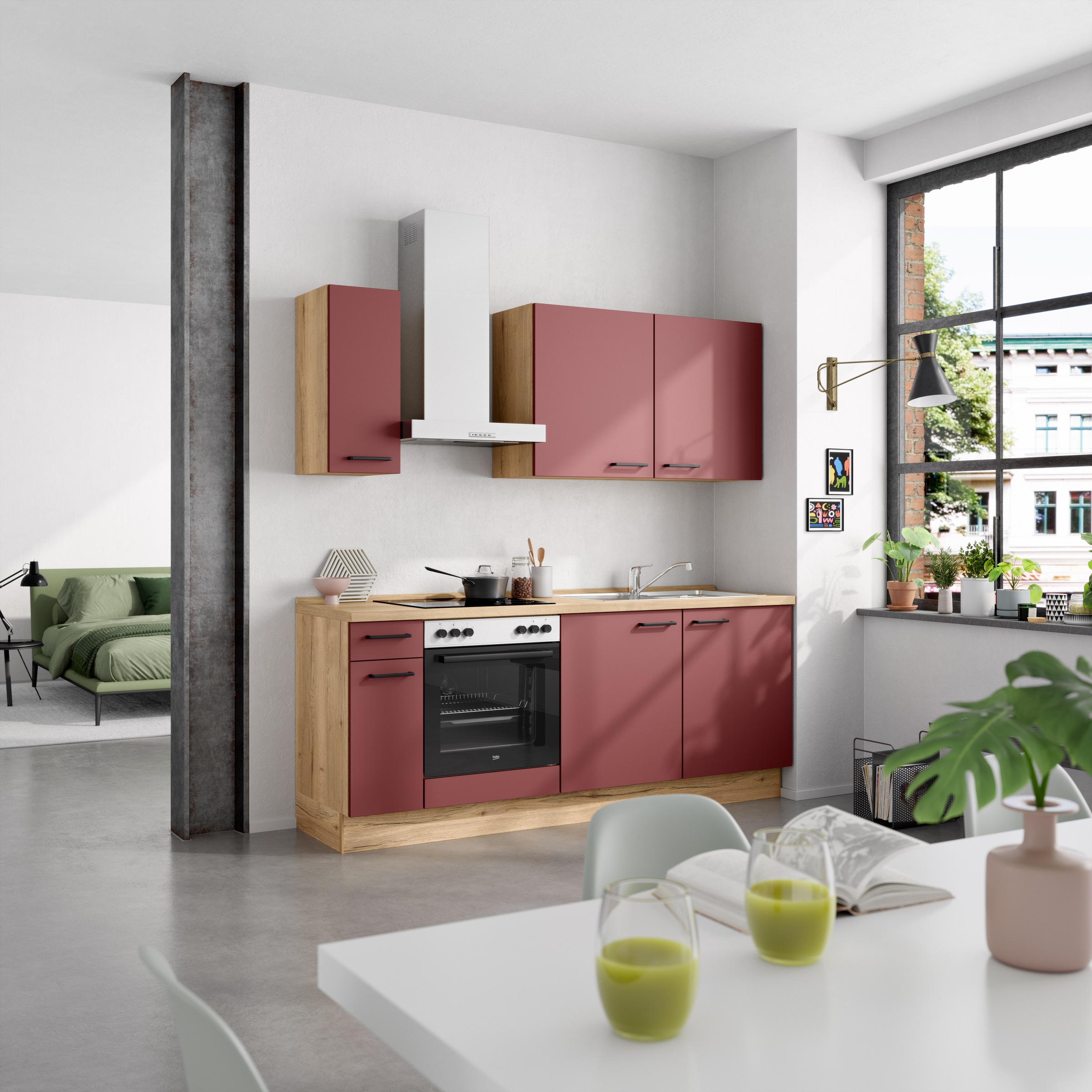 nobilia® Küchenzeile »"Easytouch I"«, vormontiert, Ausrichtung wählbar, Breite 210 cm, wahlw. mit E-Geräten