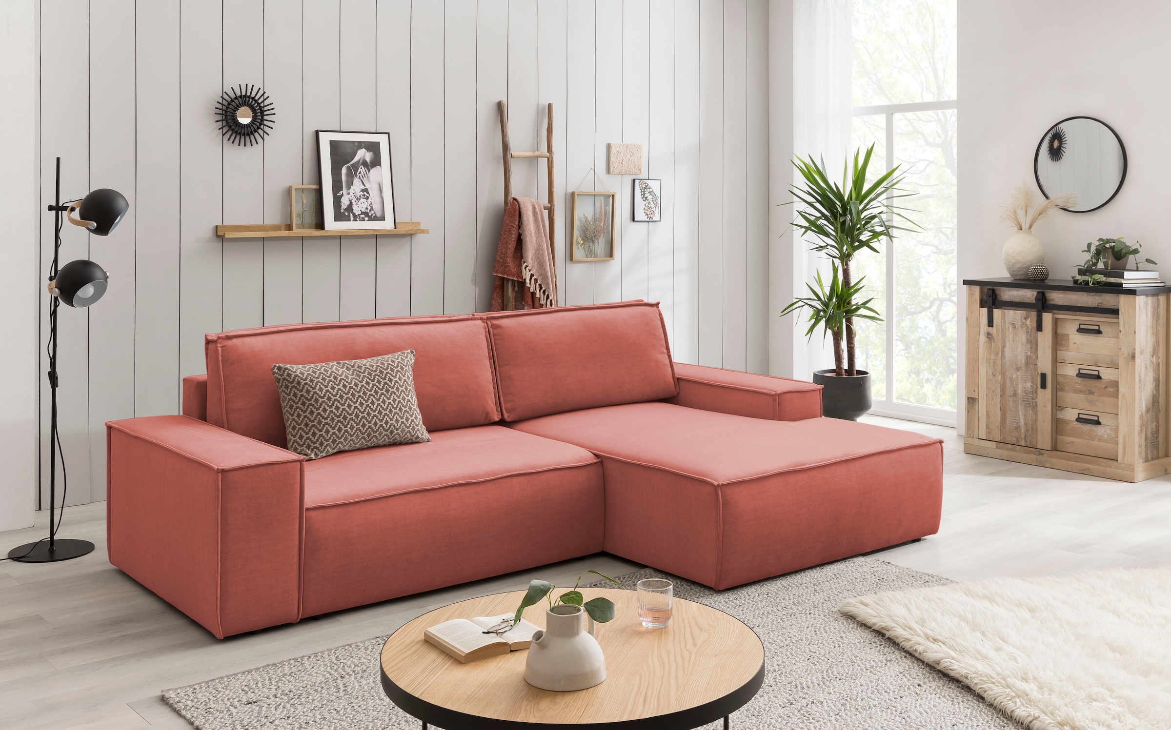 Ecksofa SHERWOOD Schlafsofa, mit Bettkasten, Cord-Bezug