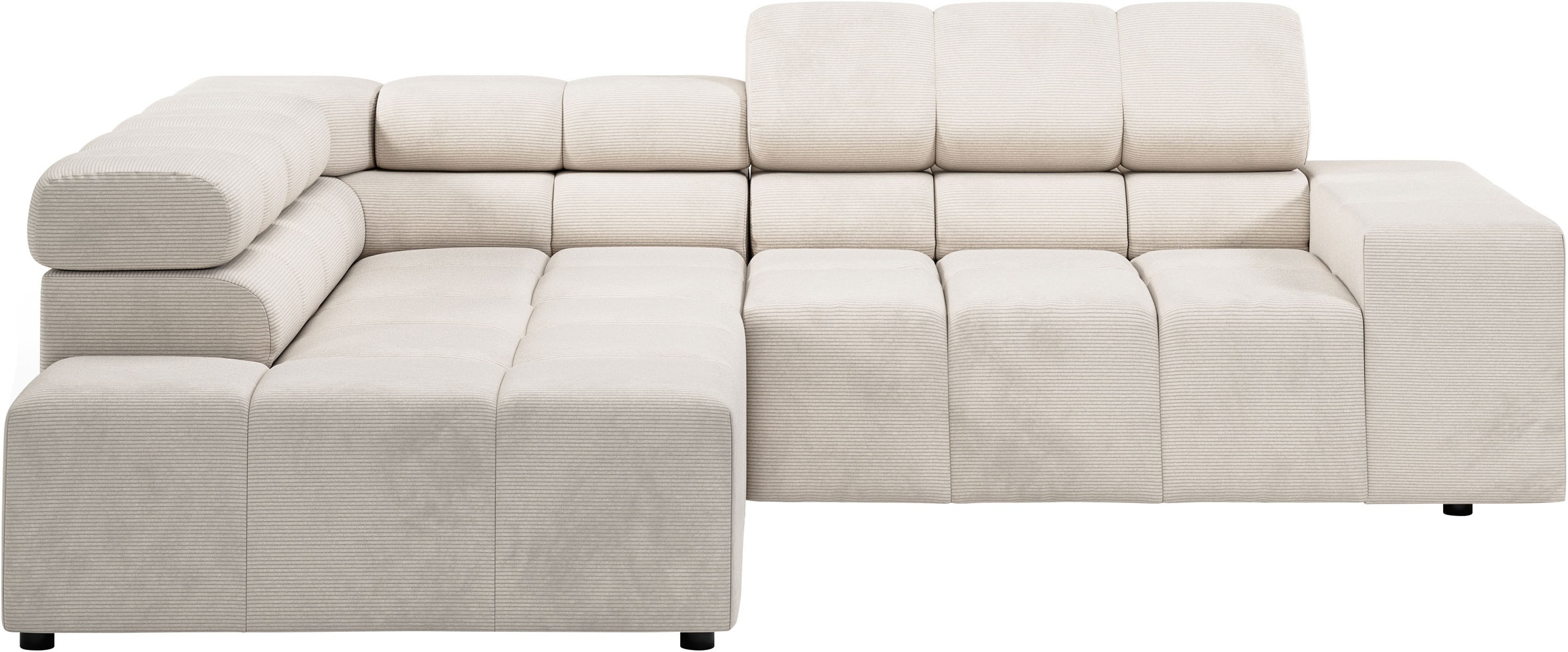 INOSIGN Ecksofa »Ancona, incl. Kopfteilverstellung + 3 Zierkissen, L-Form, bequem«, wahlweise motorische Sitztiefenverstellung, B/T(H: 249/215/70 cm