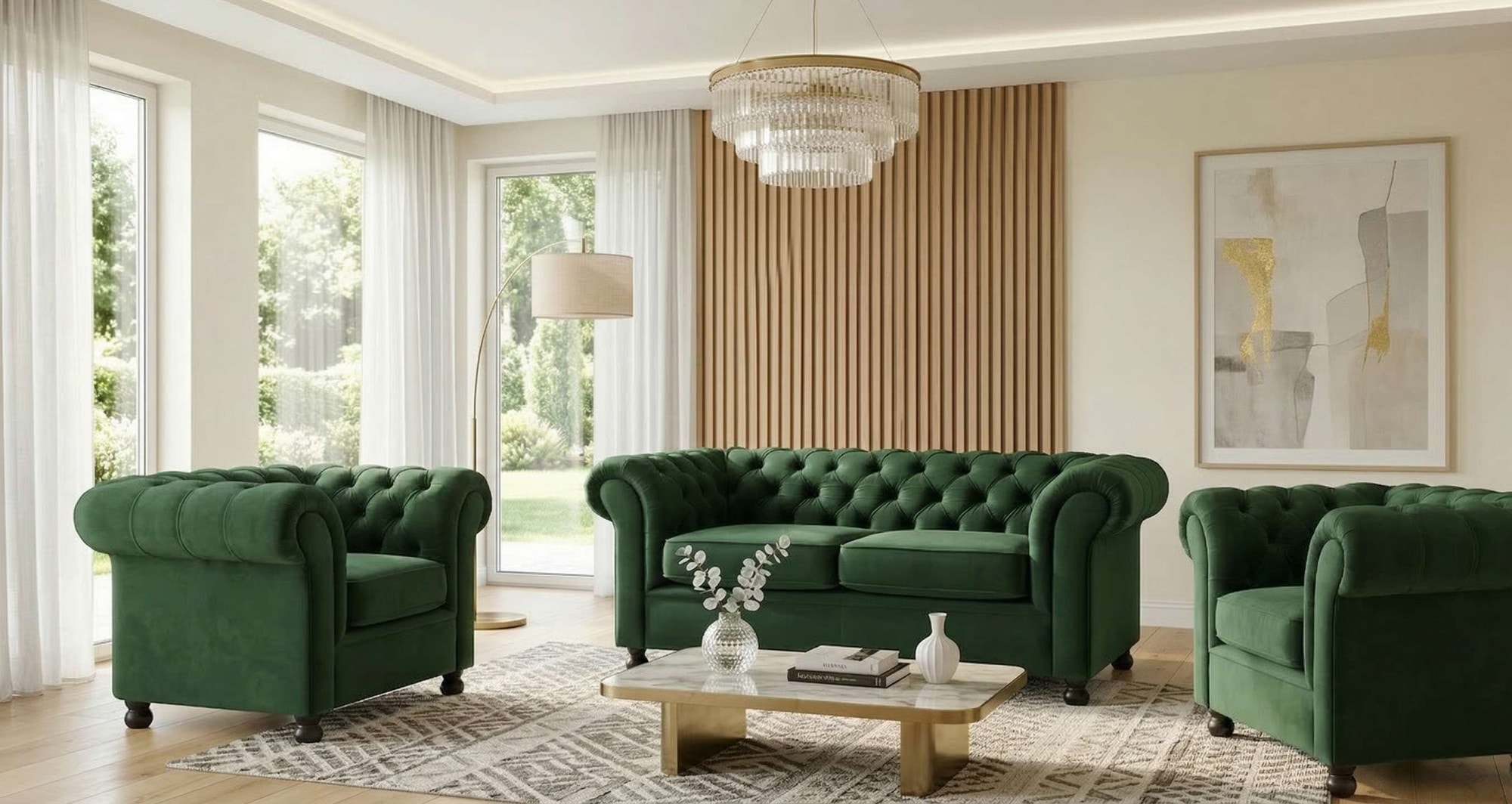 Home affaire 3-Sitzer »BRONNOY Chesterfield Sofa mit aufwendiger Knopfheftung, Breite 193 cm« Sofa mit geschwungenen Armlehnen, Chesterfield-Optik, Glamour