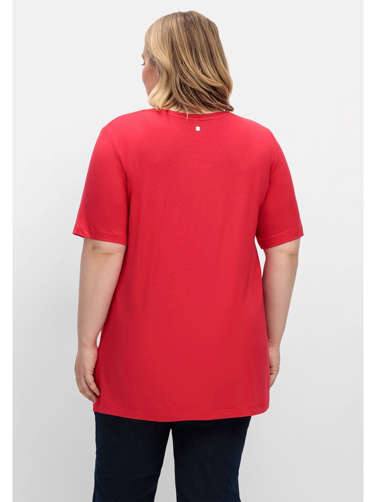 Sheego Rundhalsshirt »Große Größen«, in A-Linie, mit Falten am Ausschnitt  für bestellen | BAUR