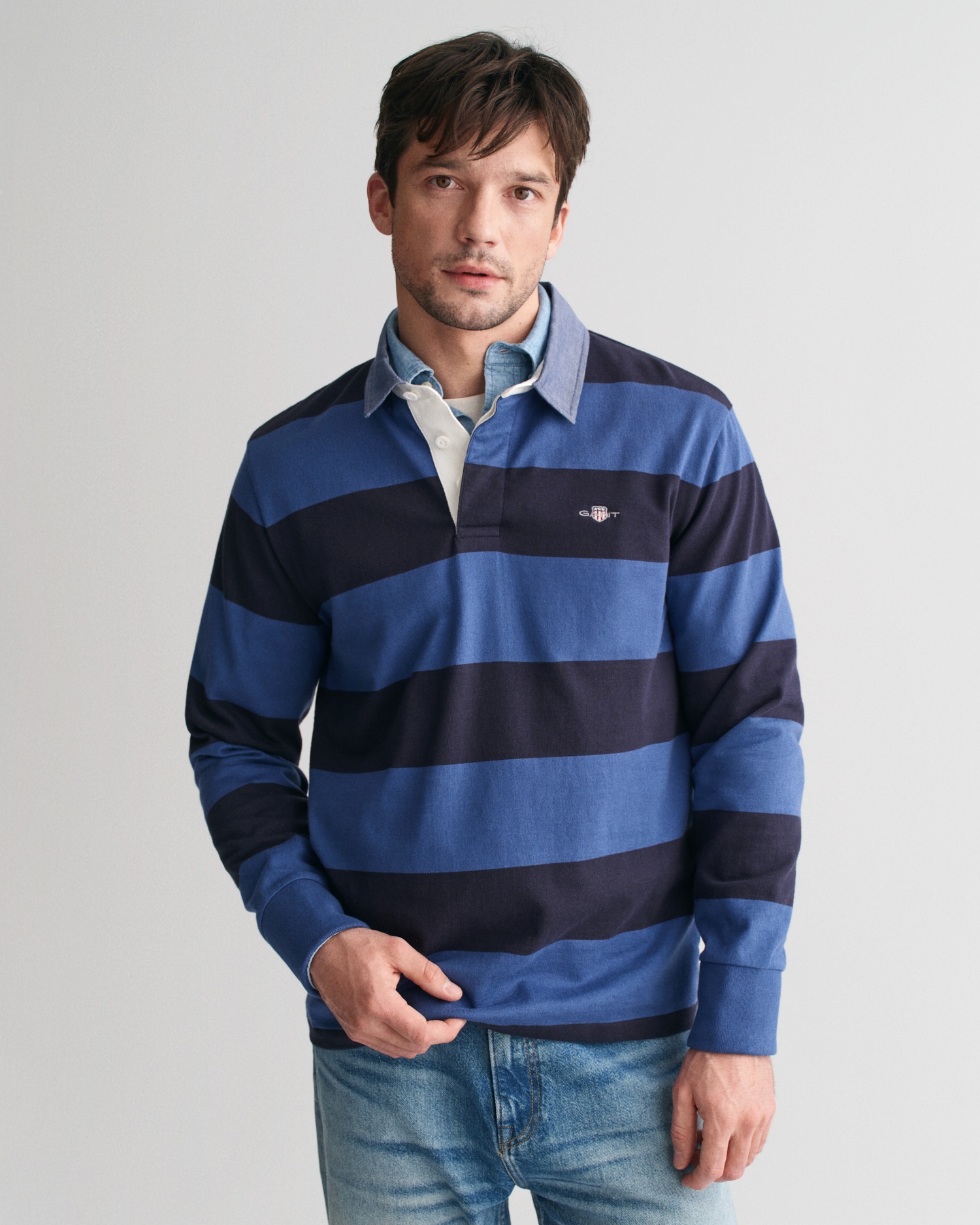 Langarm-Poloshirt »REG CHAMBRAY STRIPE HEAVY RUGGER«