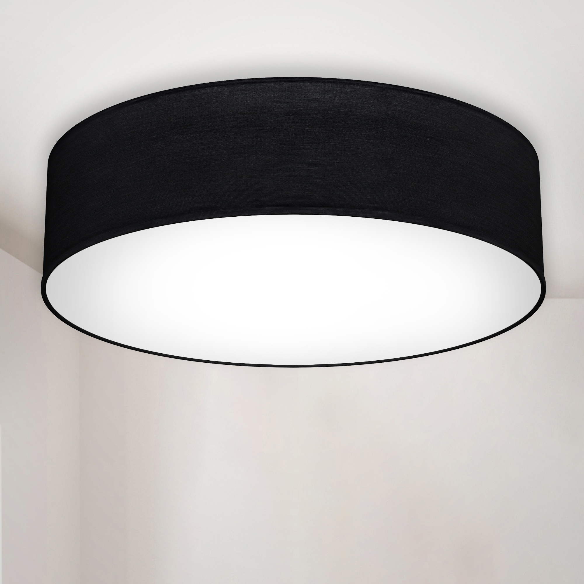 B.K.Licht LED Deckenleuchte, 2 flammig-flammig, Deckenlampe, Textil Lampenschirm, schwarz, Schlafzimmer, Wohnzimmer
