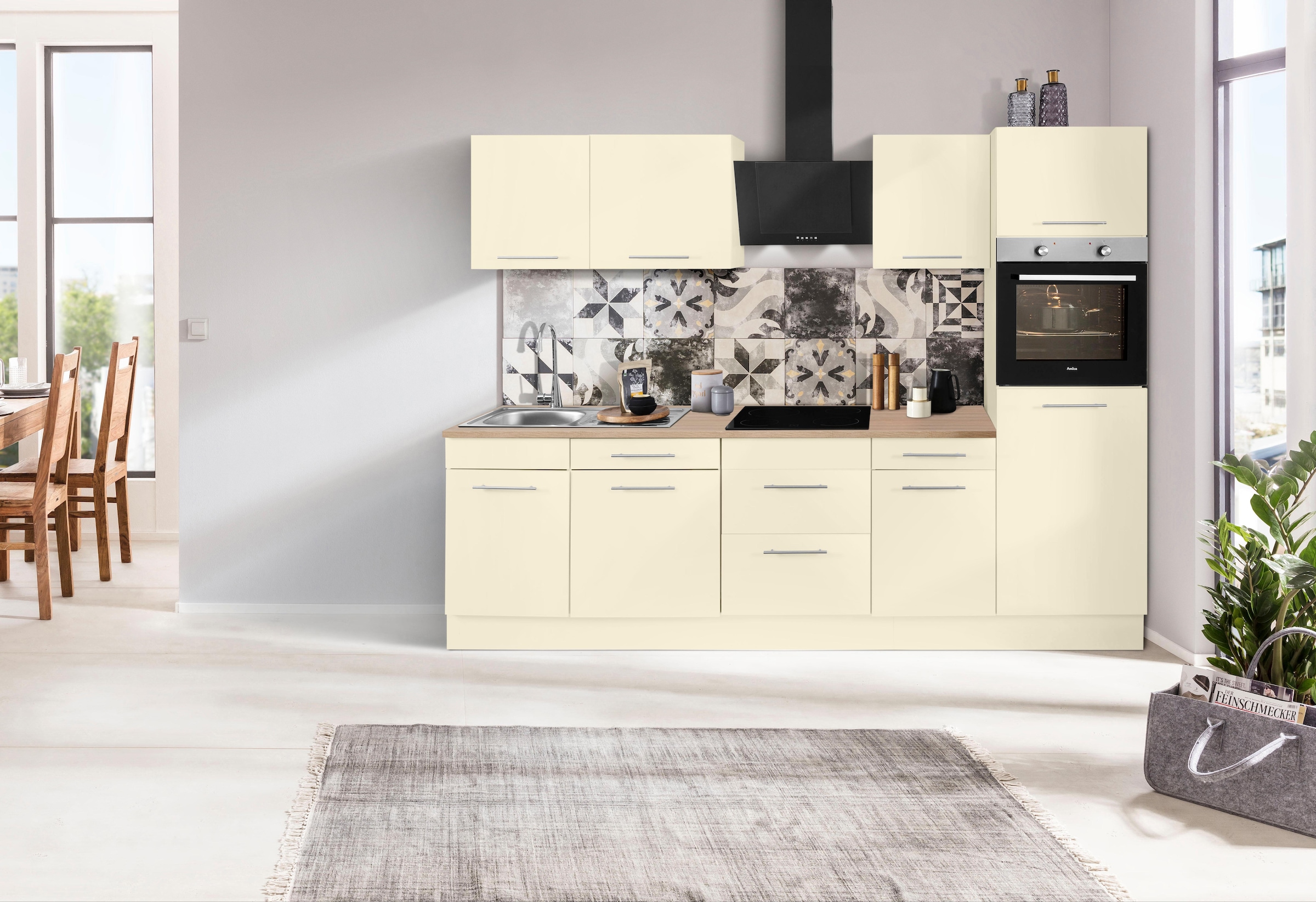 wiho Küchen Küchenzeile »Ela«, Breite 280 cm, Soft-Close-Funktion, höhenverstellbare Füße