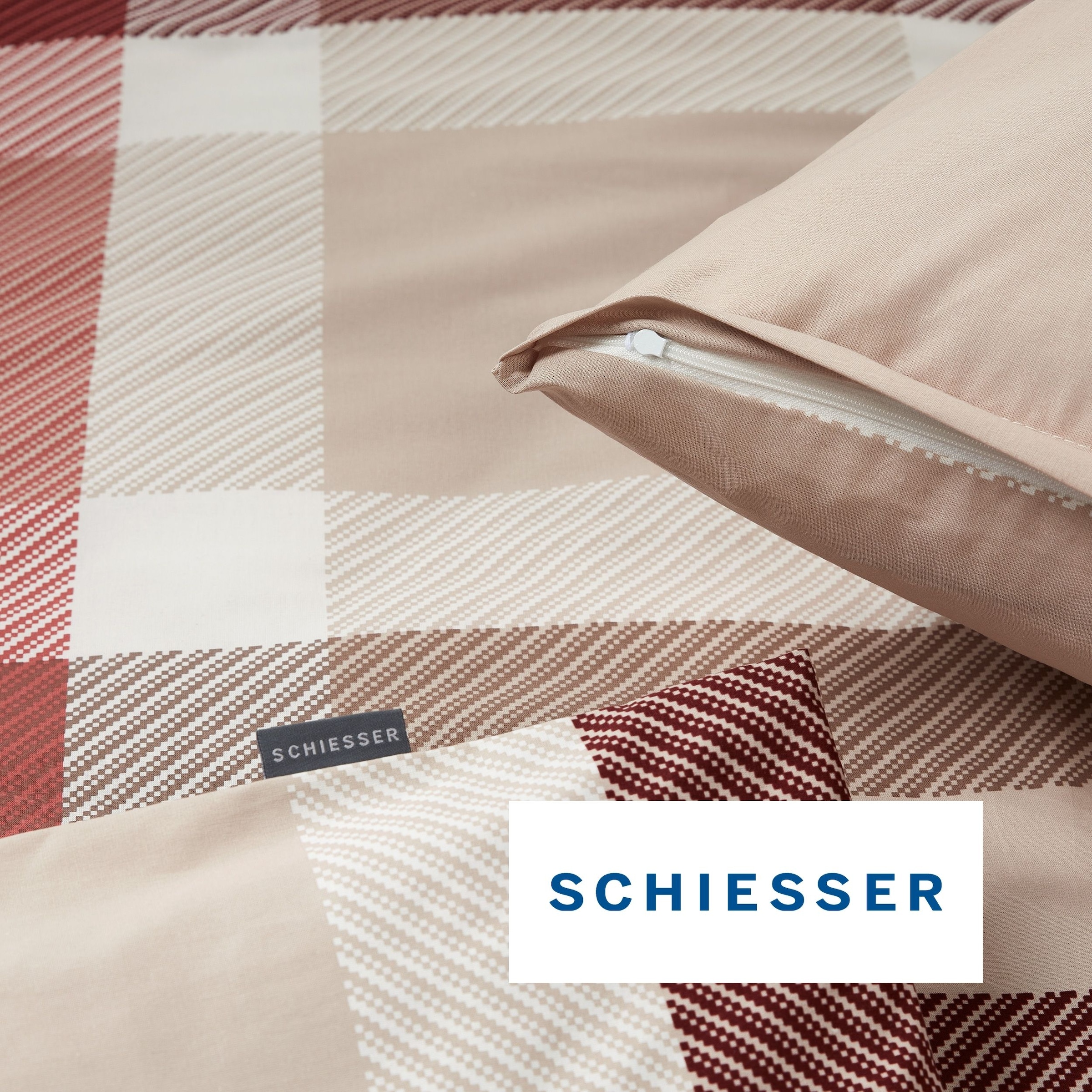 Schiesser Bettwäsche »Kris aus weicher Baumwolle mit markanten Karos« 2 Stk. OEKO-TEX® MADE IN GREEN