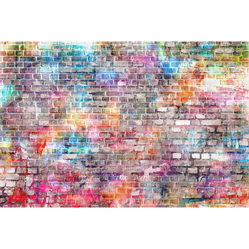 Papermoon Fototapete »STEINWAND ZIEGEL GRAFFITI«