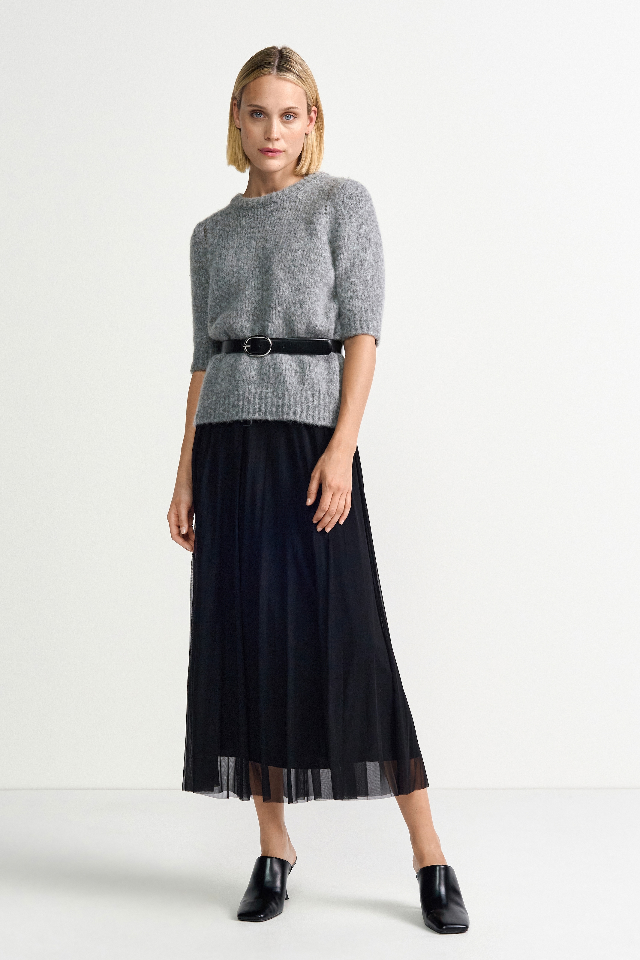 RICHROYAL Plisseerock in Midilänge, mit elastischem Bund, mit Tülleinsatz, A-Linie