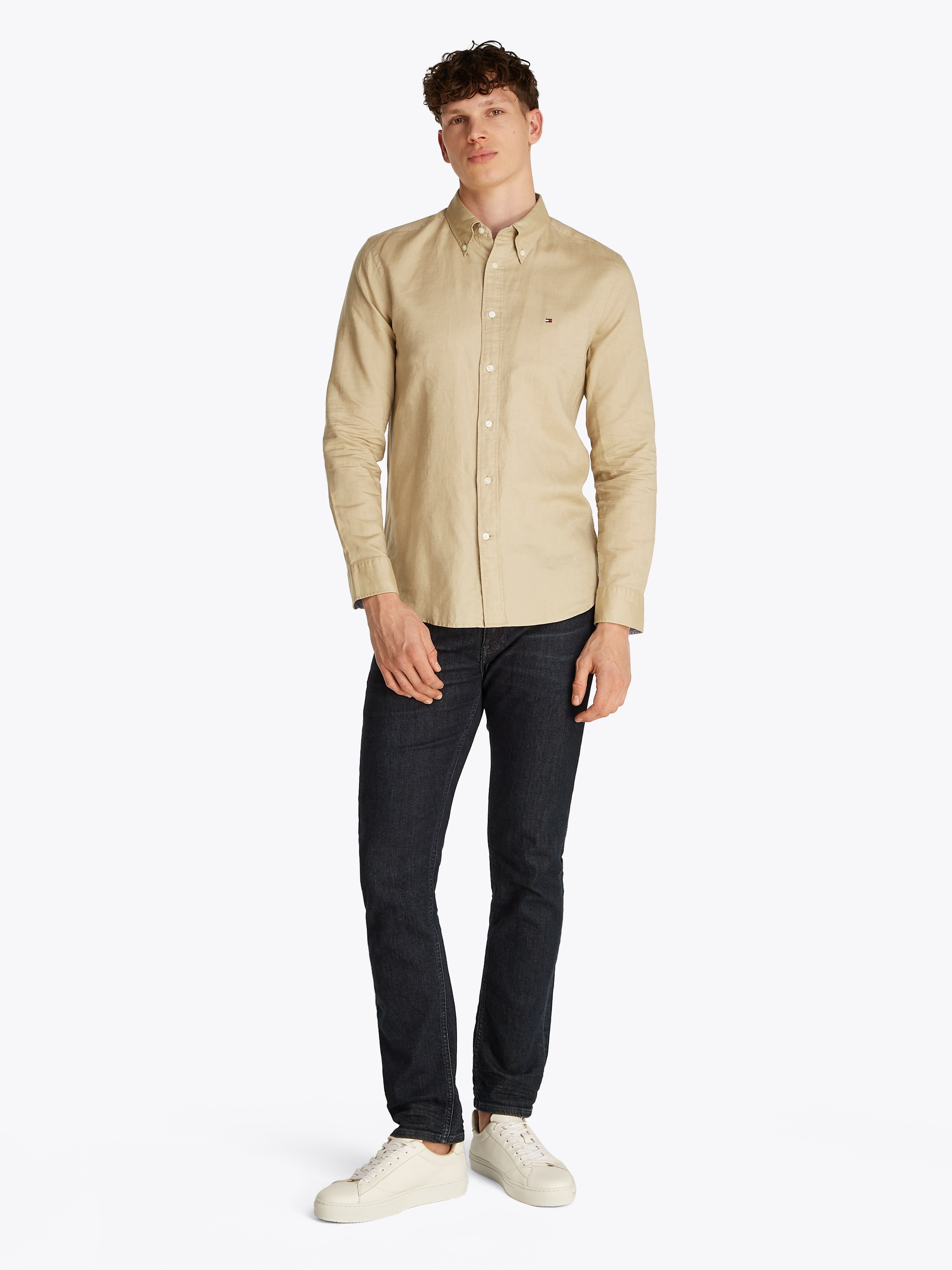 Thumbnail - Tommy Hilfiger Langarmhemd "LINEN BLEND SOLID Regular Fit SHIRT", mit Button-down-Kragen