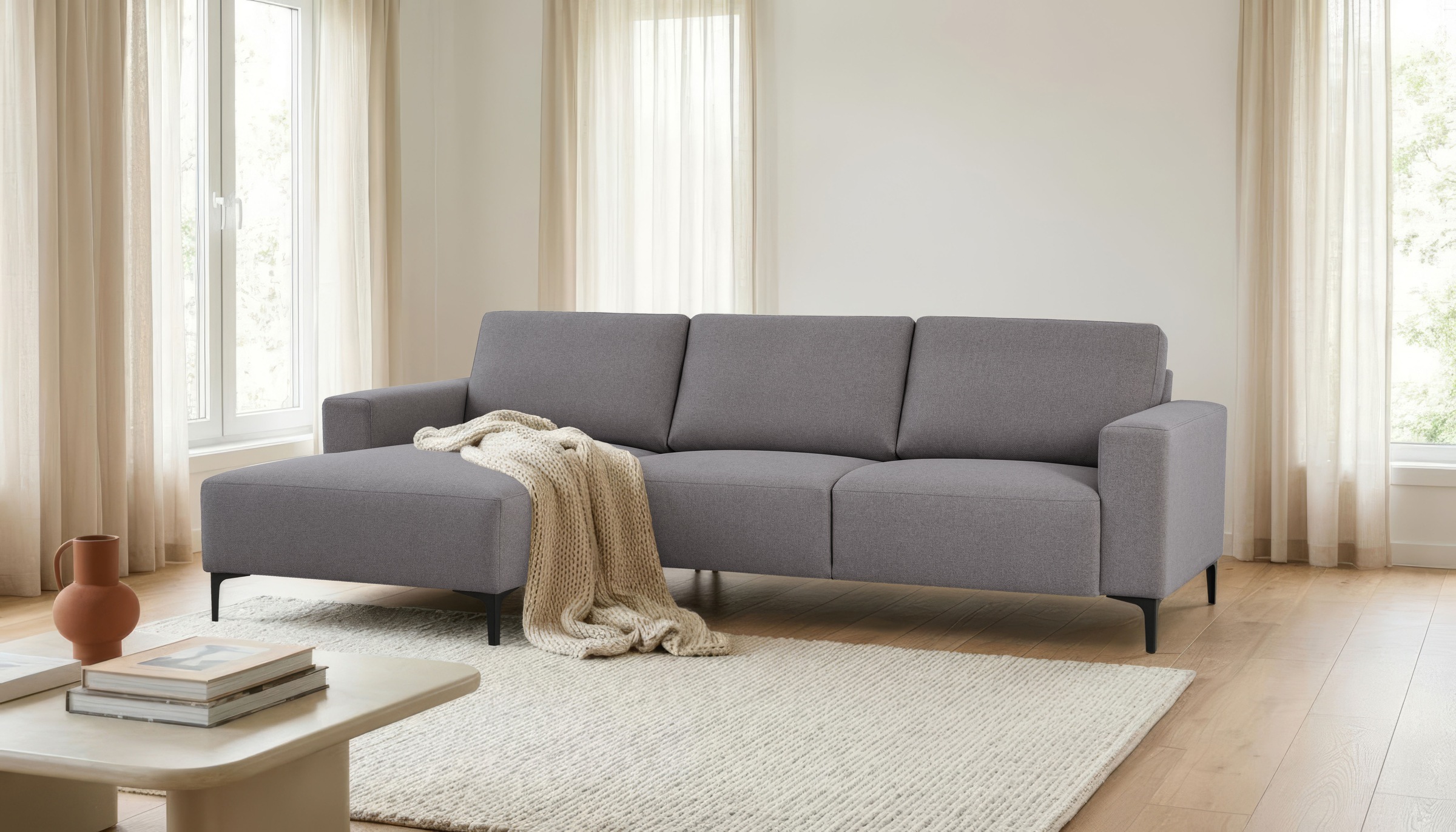 Home affaire Ecksofa "Tournon, L-Form, Breite 262 cm, Webstoff, Chenille" D günstig online kaufen