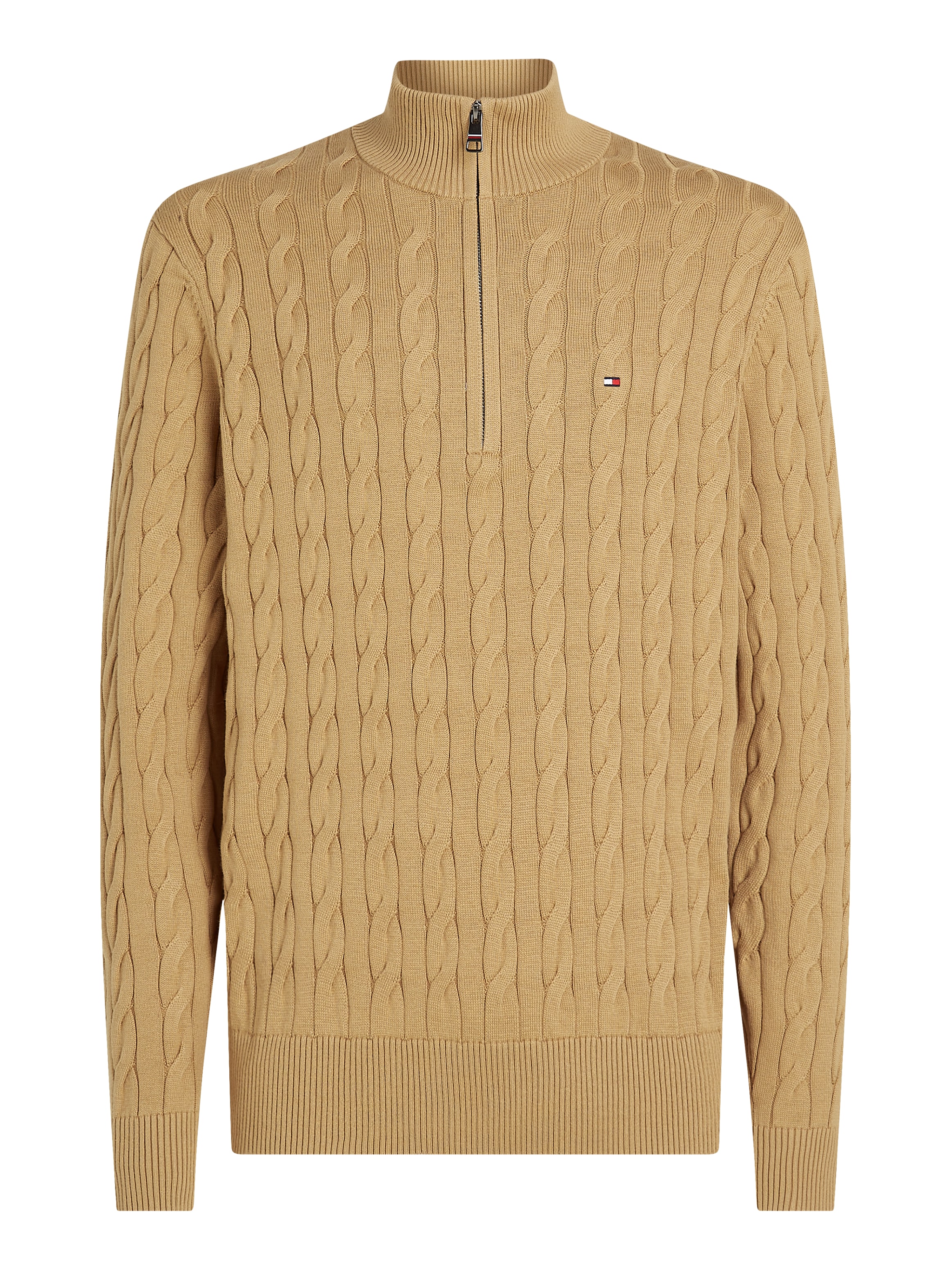 Tommy Hilfiger Strickpullover »CLASSIC COTTON CABLE ZIP MOCK«, mit modischem Zopfmuster
