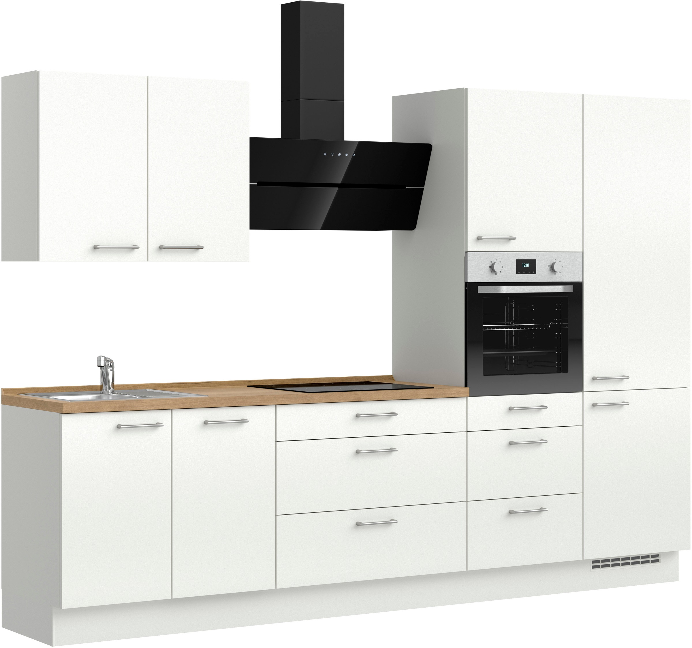 nobilia® Küchenzeile »"Laser II"«, vormontiert, Ausrichtung wählbar, Breite 300 cm, wahlw. mit E-Geräten
