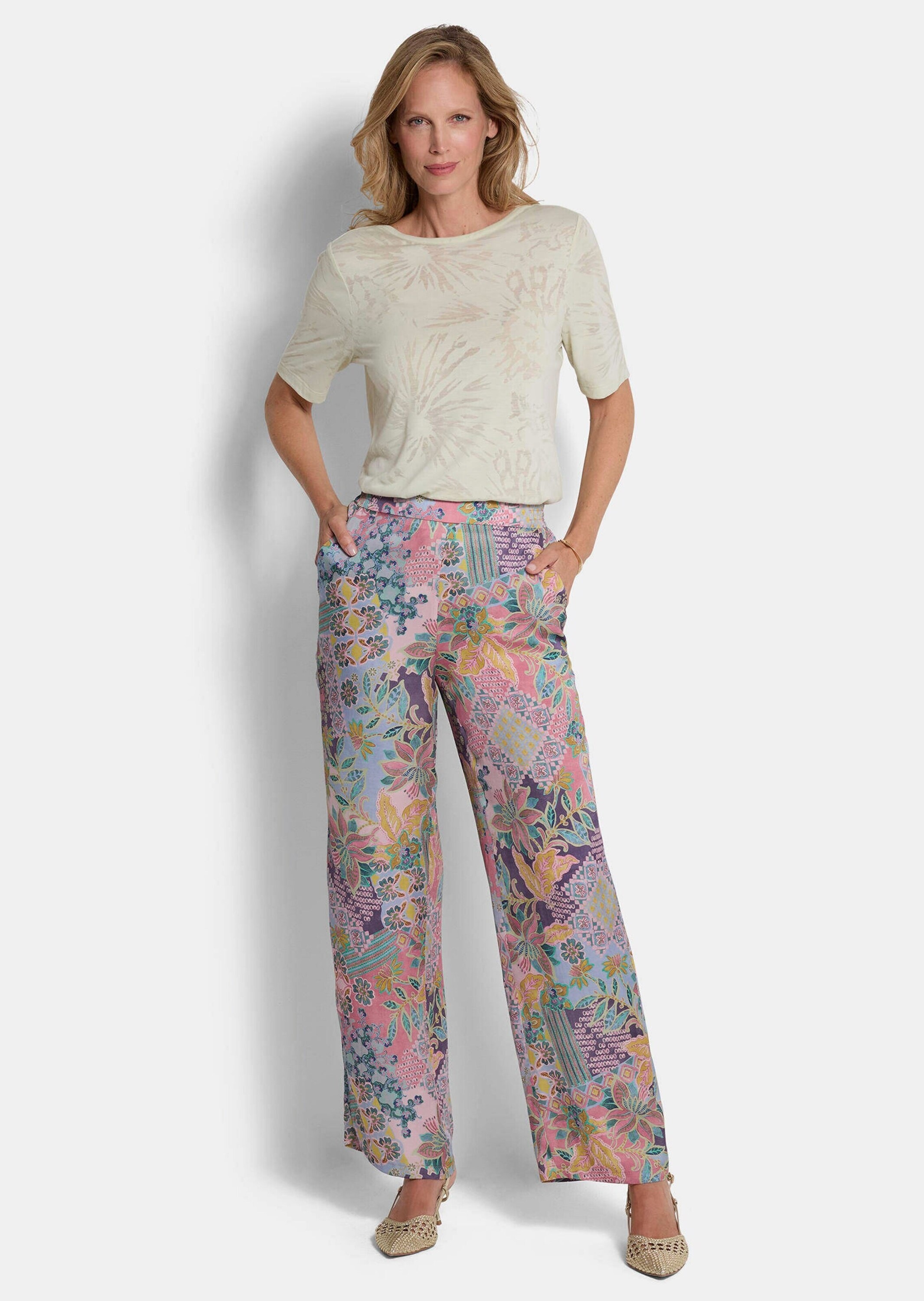 GOLDNER Stoffhose »Kurzgröße Weite Hose VERA aus Viskose-Satin«