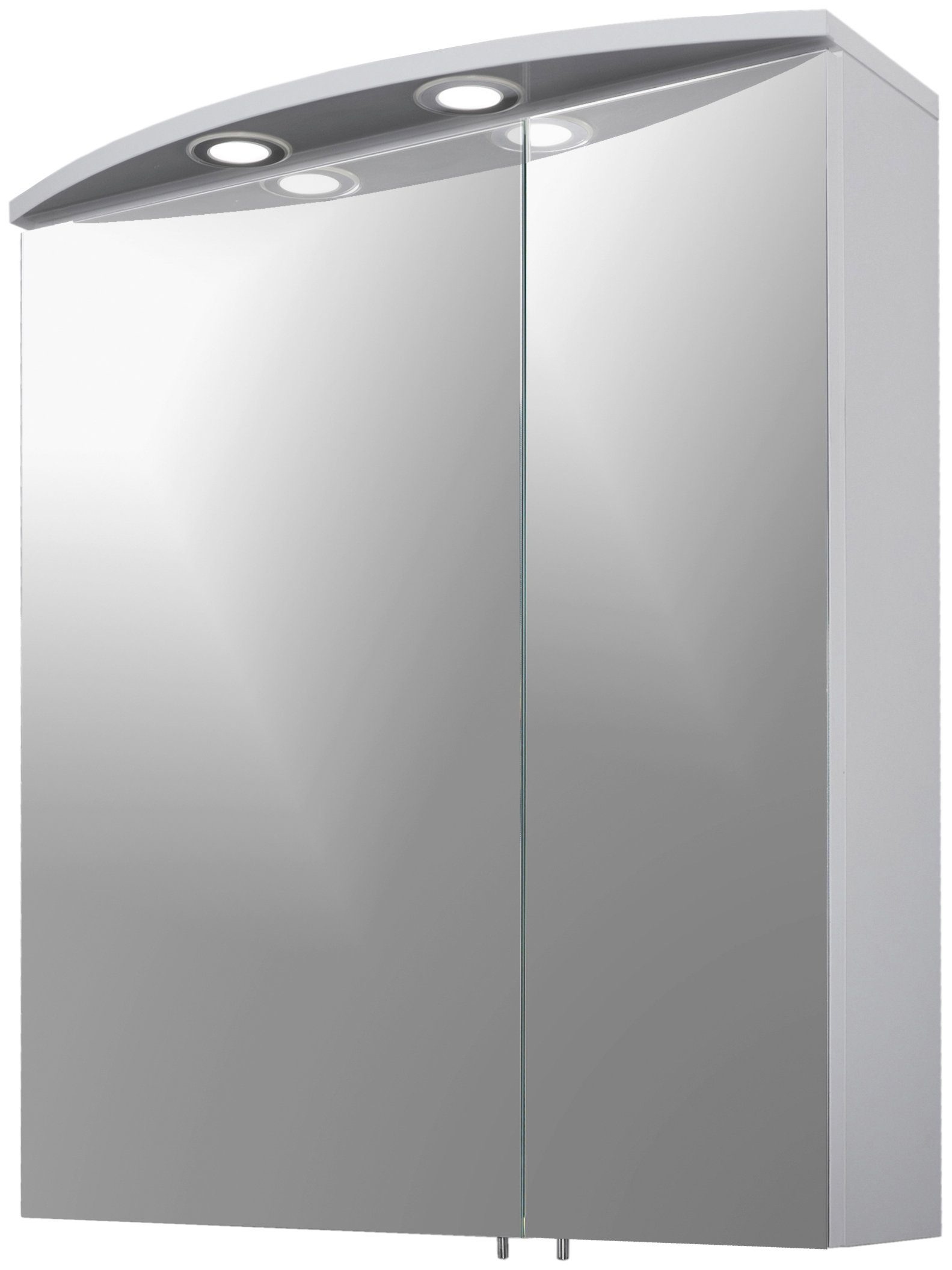 Schildmeyer Spiegelschrank Verona, Breite 60 cm, 2-türig, 2 LED-Einbaustrahler, Schalter-/Steckdosenbox, Glaseinlegeböden, Made in Germany