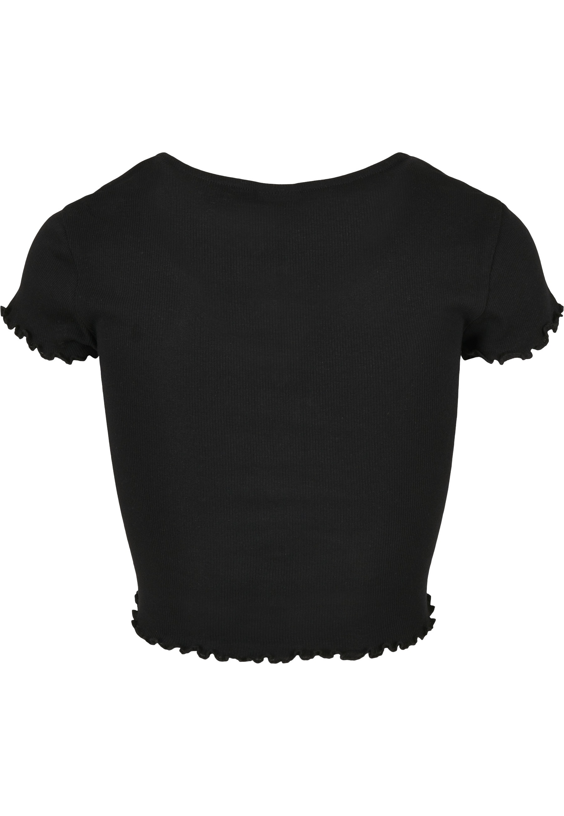 URBAN CLASSICS Kurzarmshirt »Urban Classics Damen Ladies Cropped Button Up Rib Tee« 1 Stk.