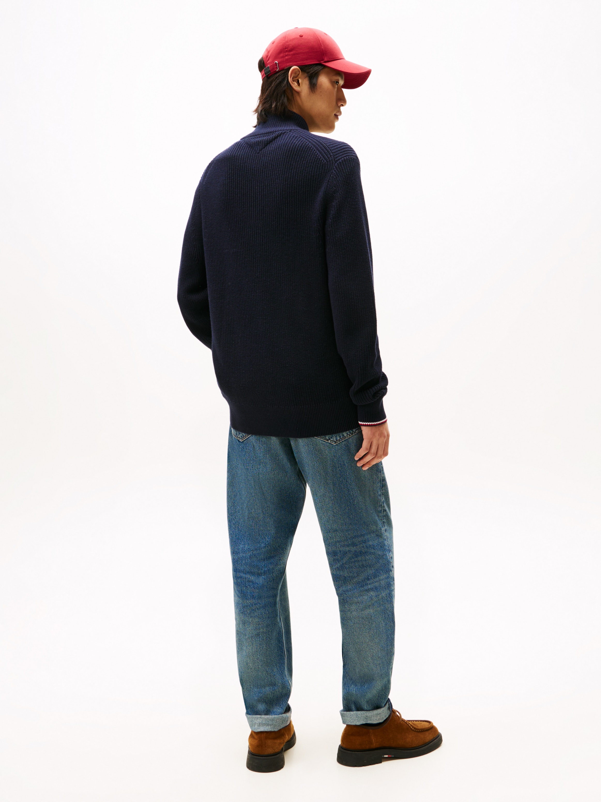 Tommy Hilfiger Strickjacke »RWB RIB ZIP THROUGH« Rippstrick