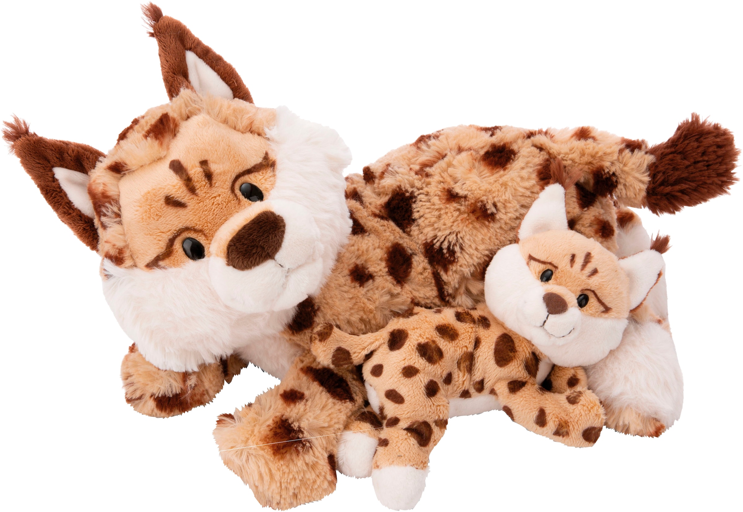 Nici Kuscheltier »Wild Friends GREEN, Luchs Mutter & Kind, 40 cm & 20 cm«, liegend, enthält recyceltes Material (Global Recycled Standard)