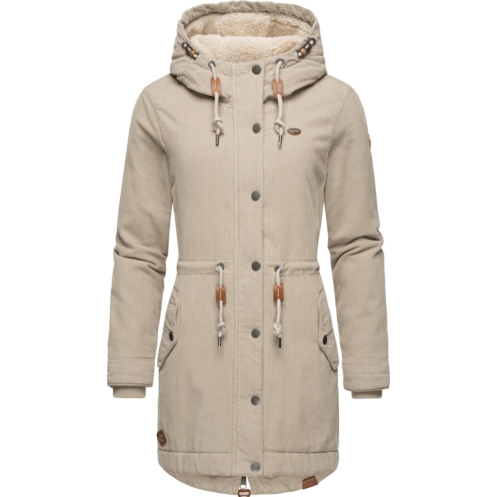 Ragwear Winterjacke »Canny Corduroy«, mit Kapuze, stylischer Damen Cordmantel mit Kapuze