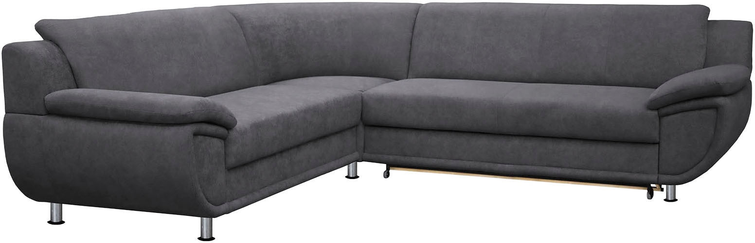 TRENDMANUFAKTUR Ecksofa "Rondo wahlweise mit Schlaffunktion, bequeme Armlehnen" L-Form, wahlw.mit Federkern, Füße chromfarben, Unser Dauertiefpreis