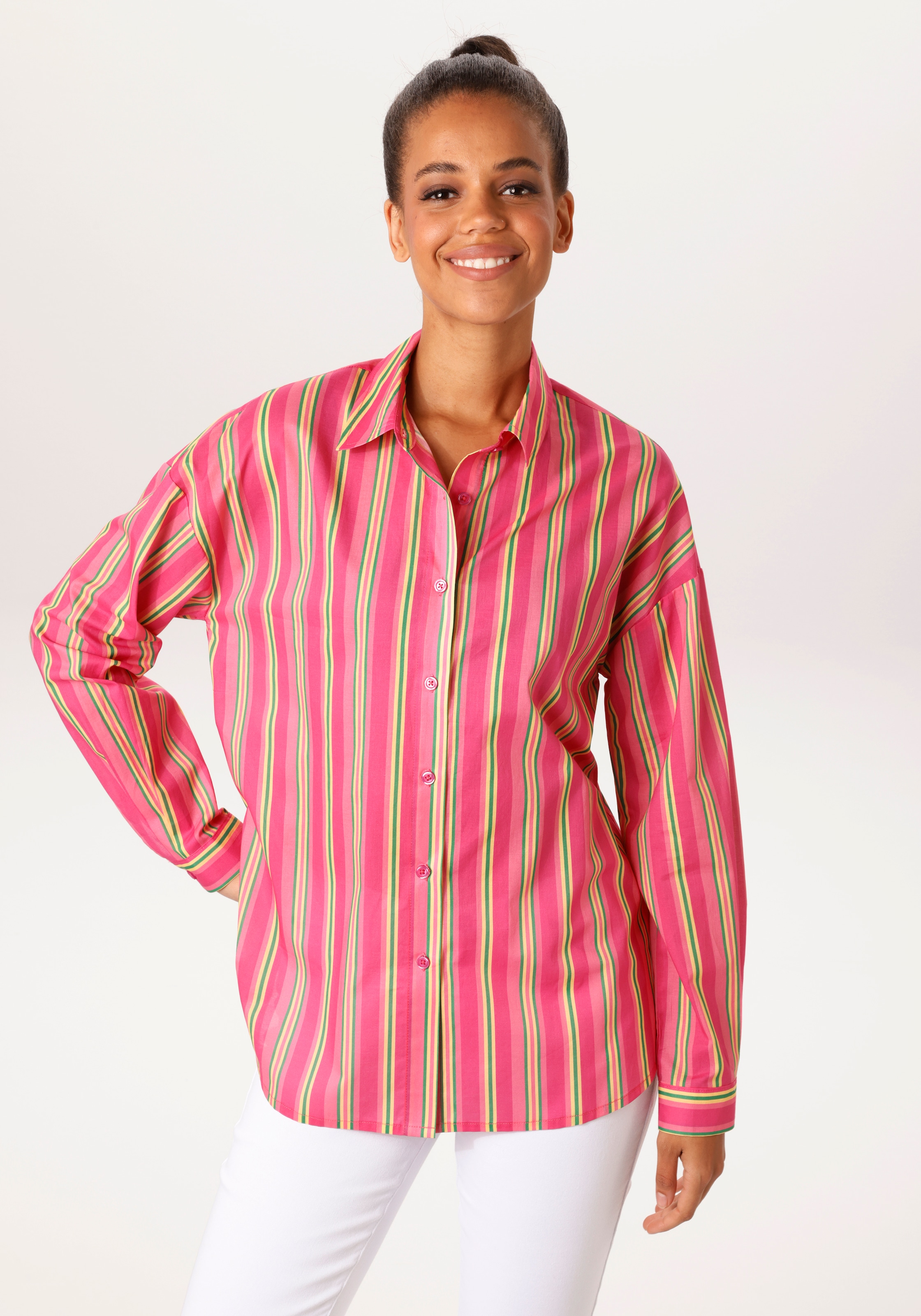 Aniston CASUAL Hemdbluse im knallfarbenem Streifen-Dessin - NEUE KOLLEKTION günstig online kaufen