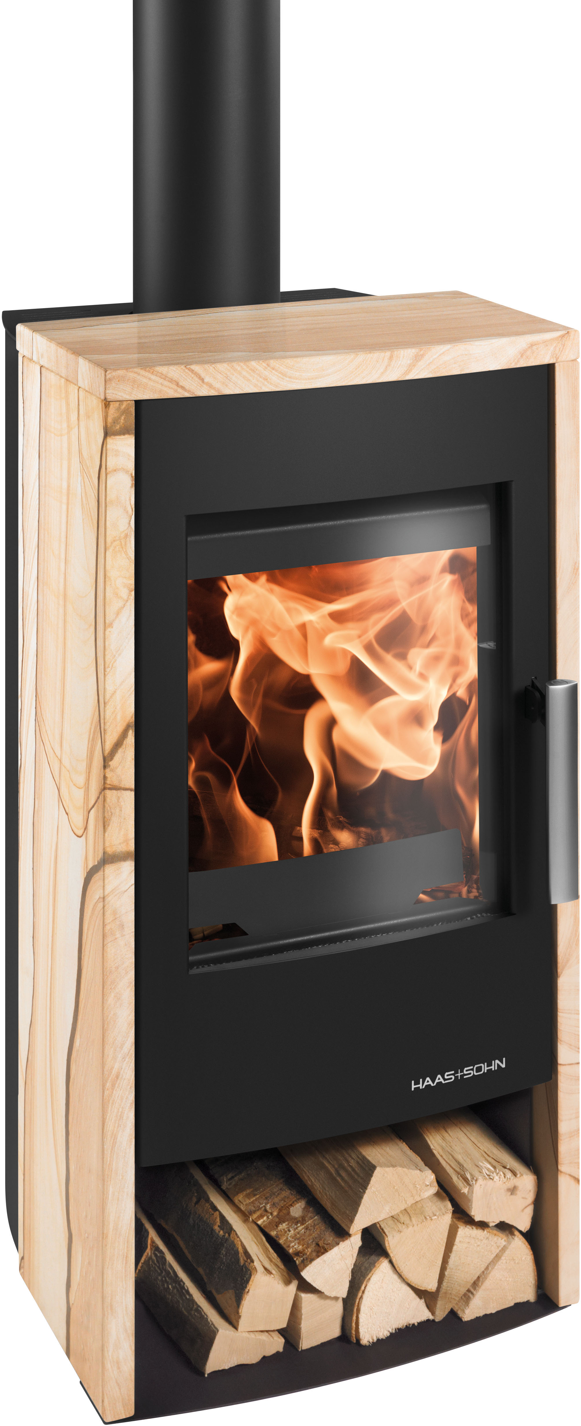 Haas + Sohn Kaminofen "RUBUS ST easy, tief-schwarz, Woodstone"