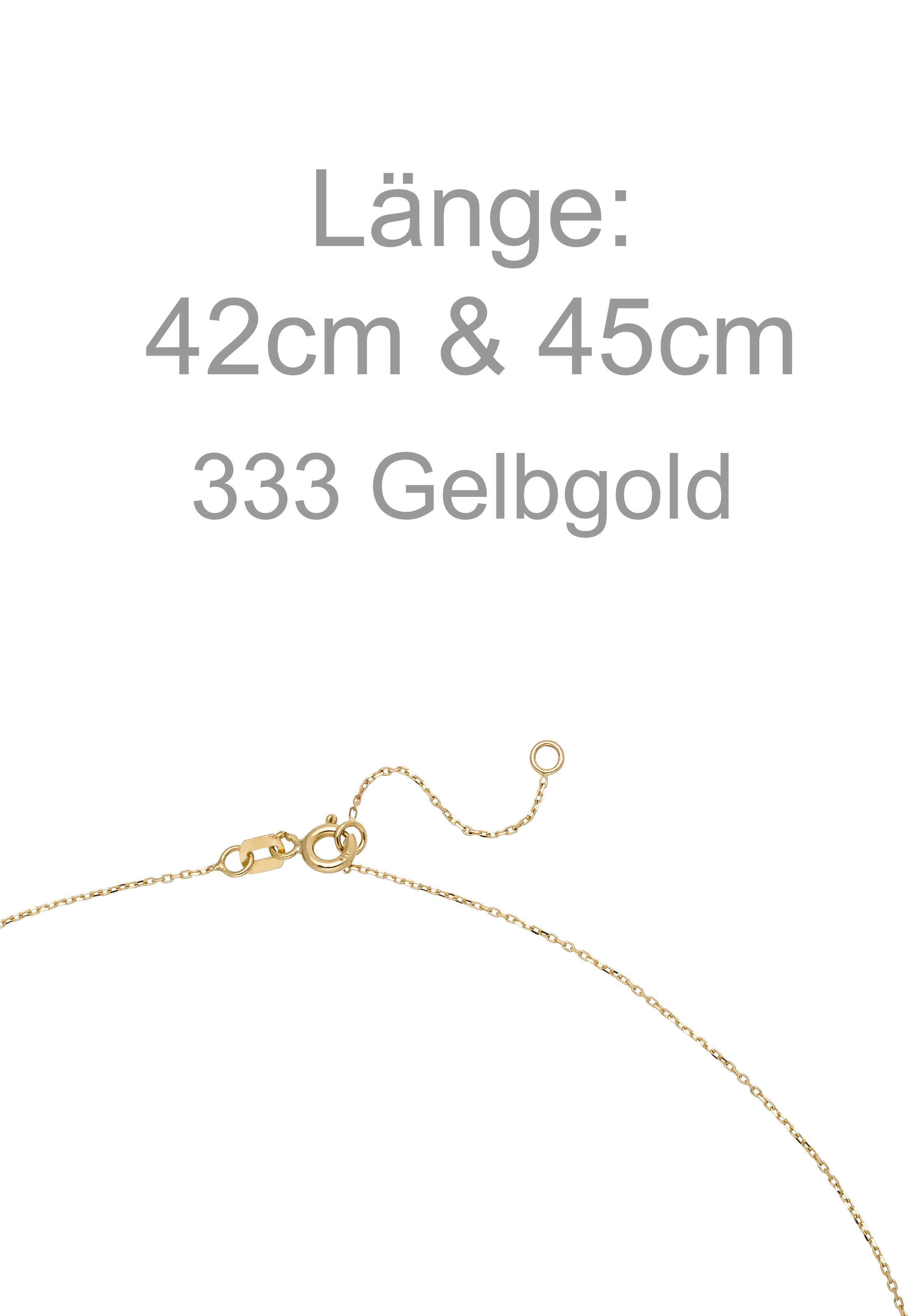 JOBO Kette mit Anhänger 333 Gold mit 1 Zirkonia 45 cm