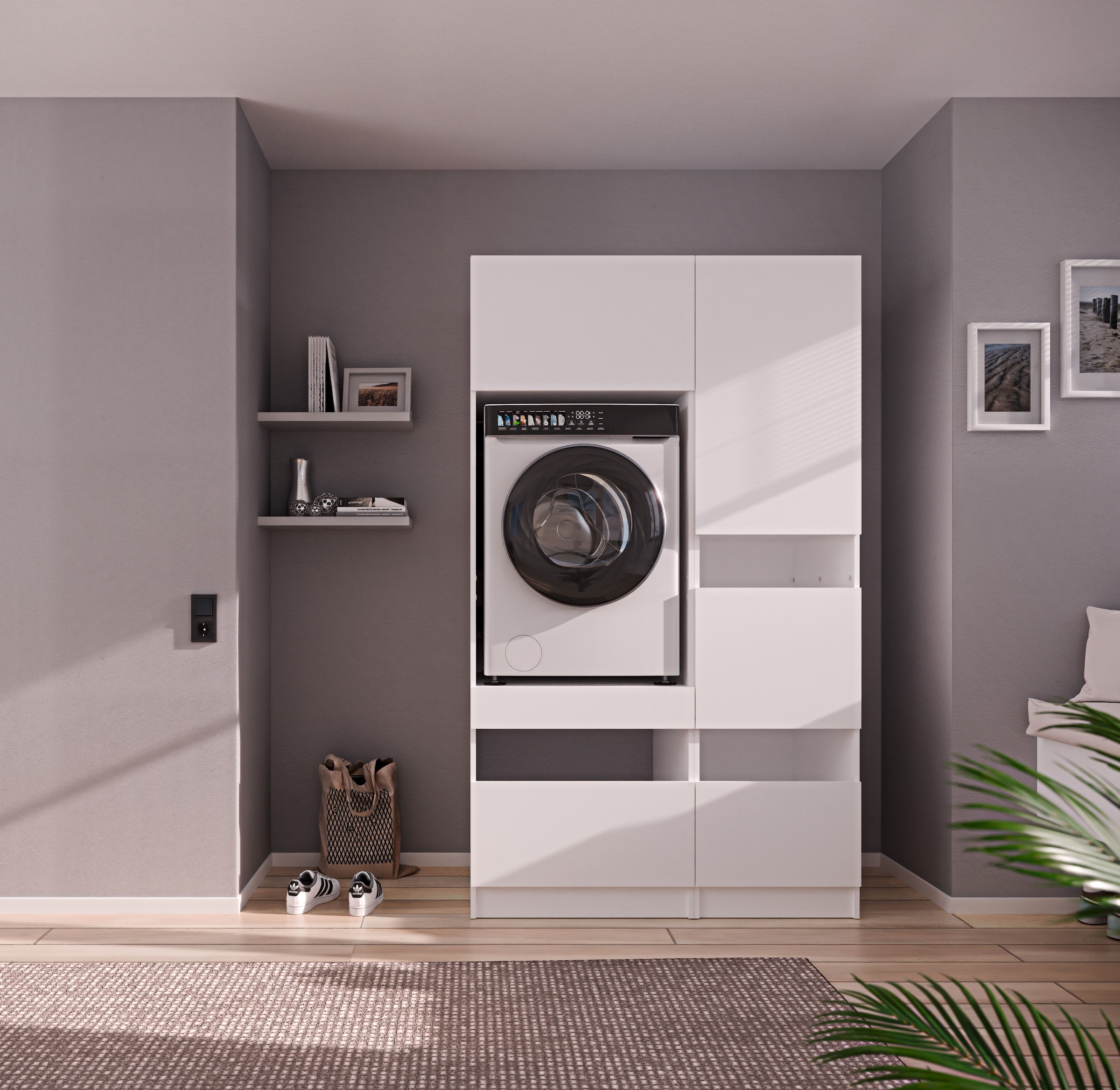 BASIC by Balculina Mehrzweckschrank-Set »Washhome B/T/H 118x68x200 cm« 2 Stk. tlg.