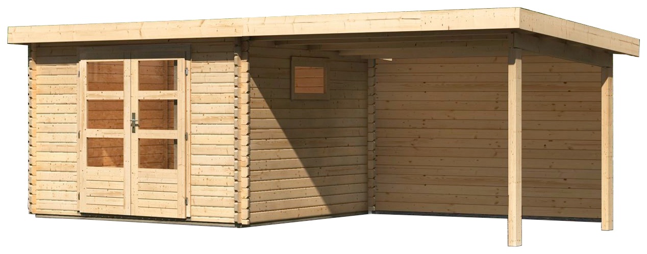 Karibu "Trittau 3" mit Anbaudach und Rückwand günstig online kaufen