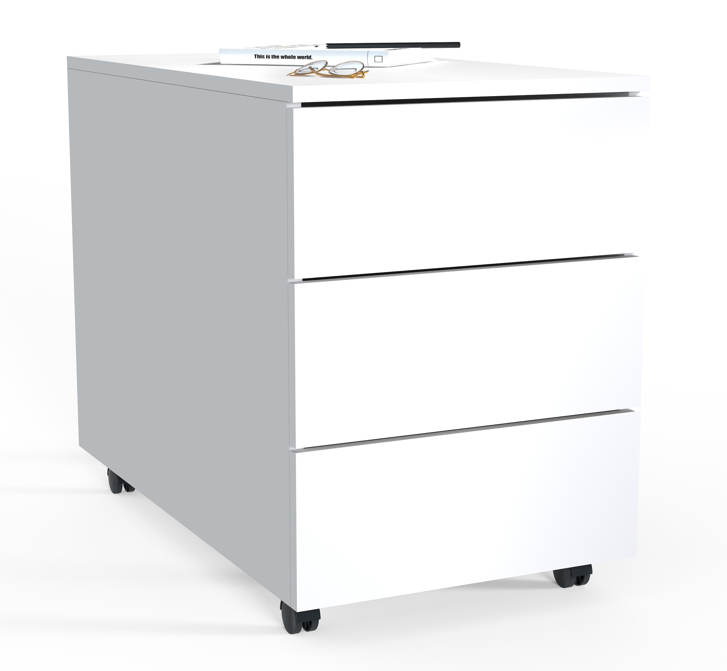 Container VCM, B:39cm T:70cmweiß, Obermaterial: 100% Holz Wood., Büro, Schränke, "Rollcontainer Beistellcontainer Dalosa 70 cm"