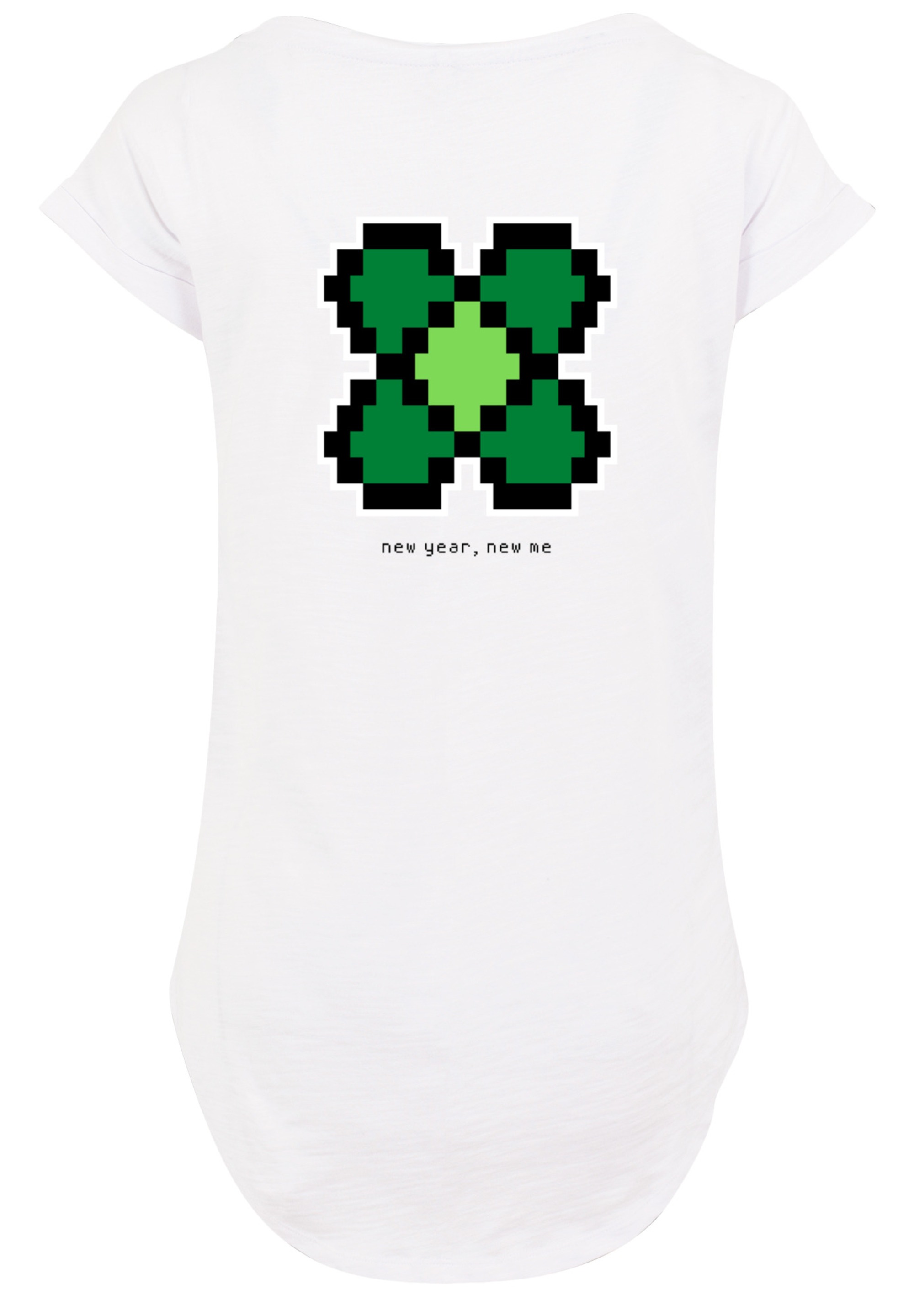 F4NT4STIC T-Shirt »Silvester Happy New Year Pixel Kleeblatt«, Print