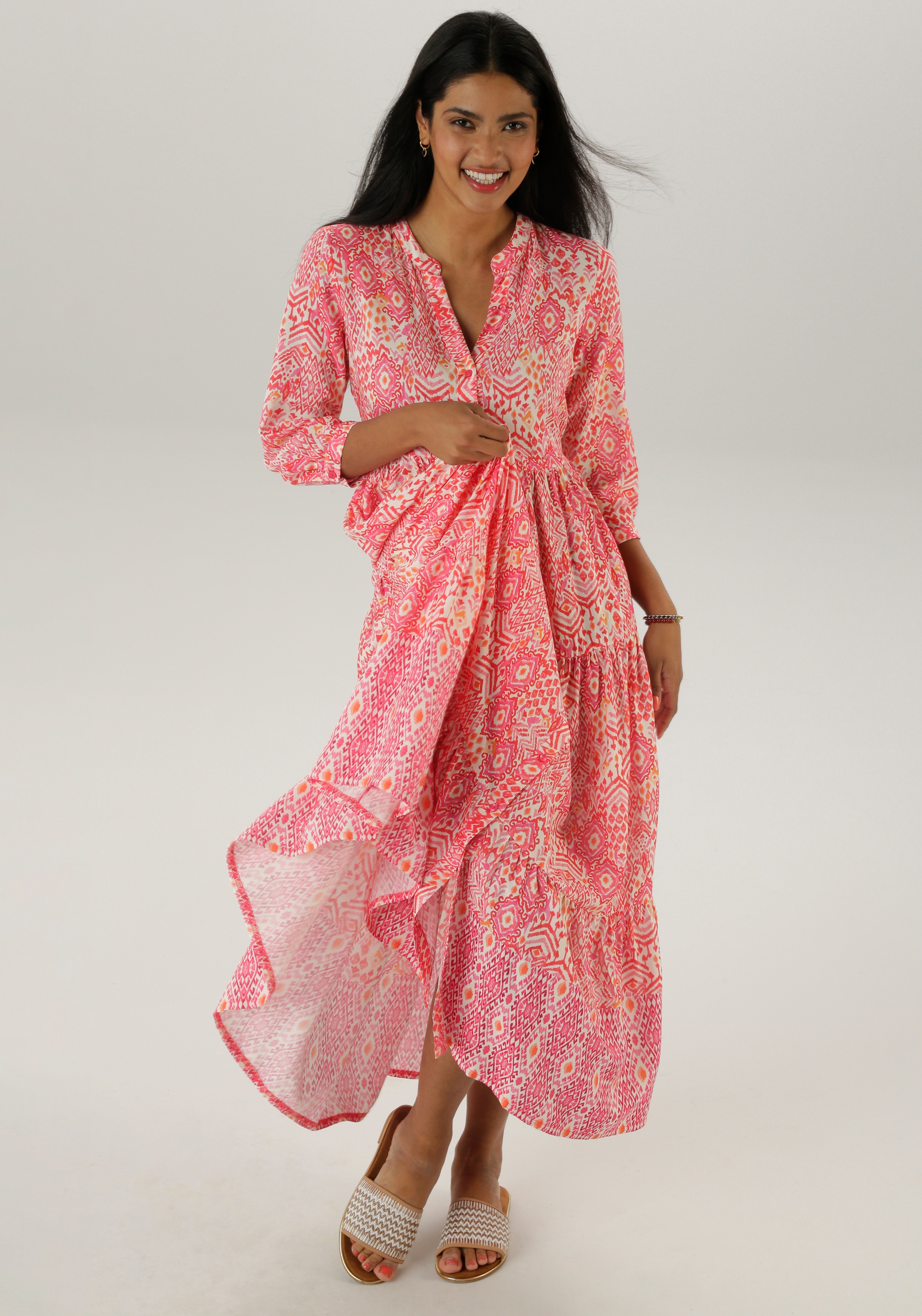 Aniston SELECTED Blusenkleid, mit frisch sommerlicher Ethno-Musterung günstig online kaufen