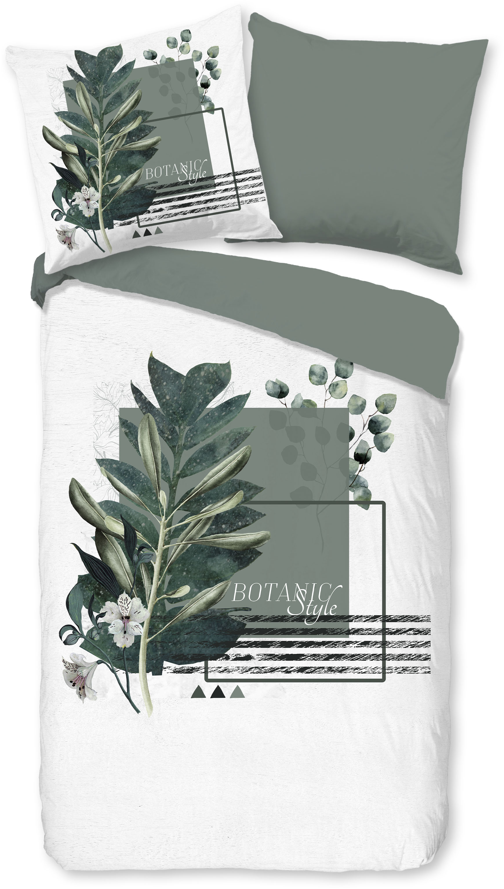 PURE luxury collection 1100000002199 "Green Boho" 2 Stk. Mikrofaser, Pflegeleicht, Weich, Reißverschluss, Wendeoptik, Boho