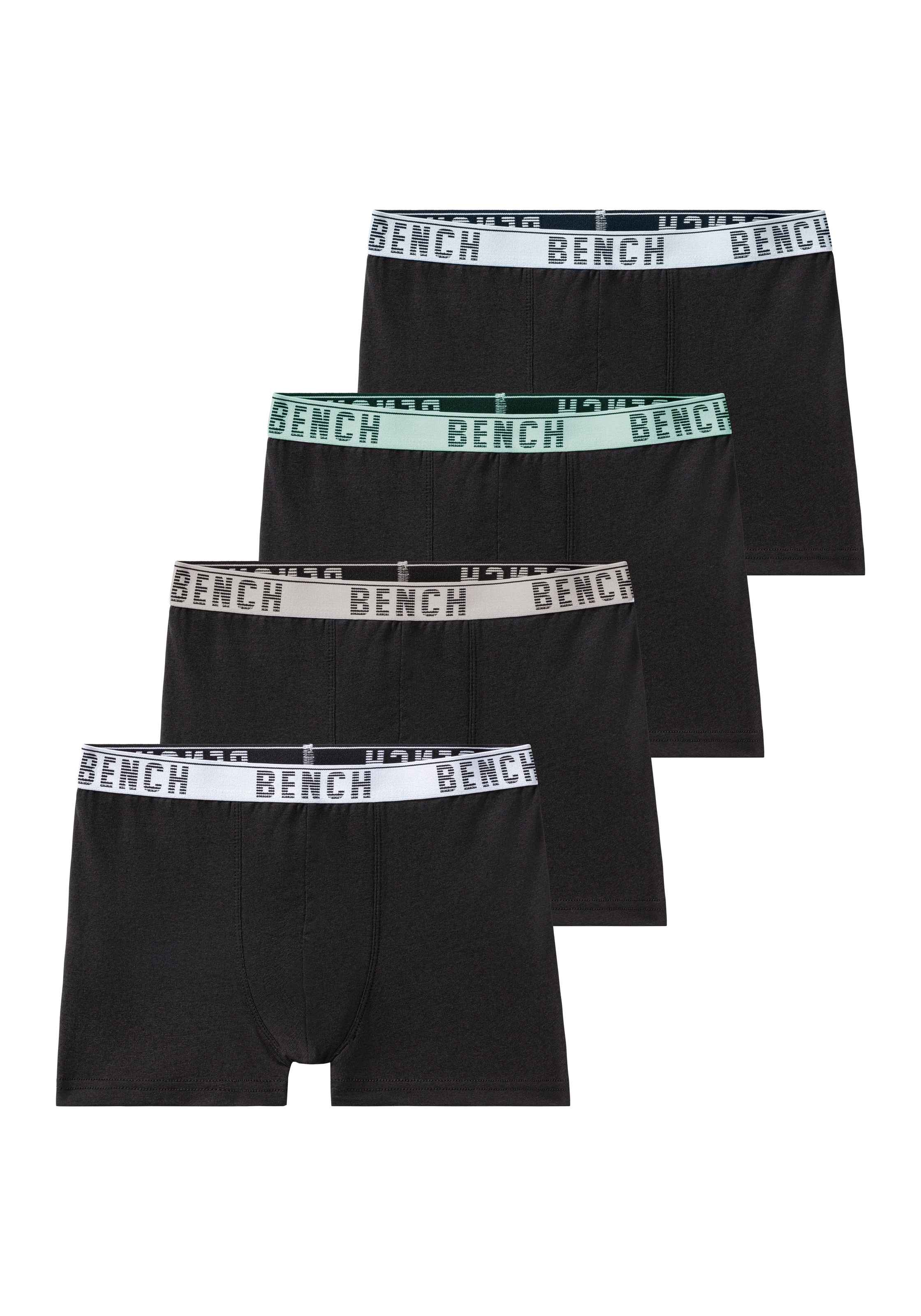 BENCH. Kinder Boxer "Boxershorts für Jungen", Gr. 122, schwarz, Jersey, Obermaterial: 95% Baumwolle, 5% Elasthan, unifarben, Unterhosen, mit