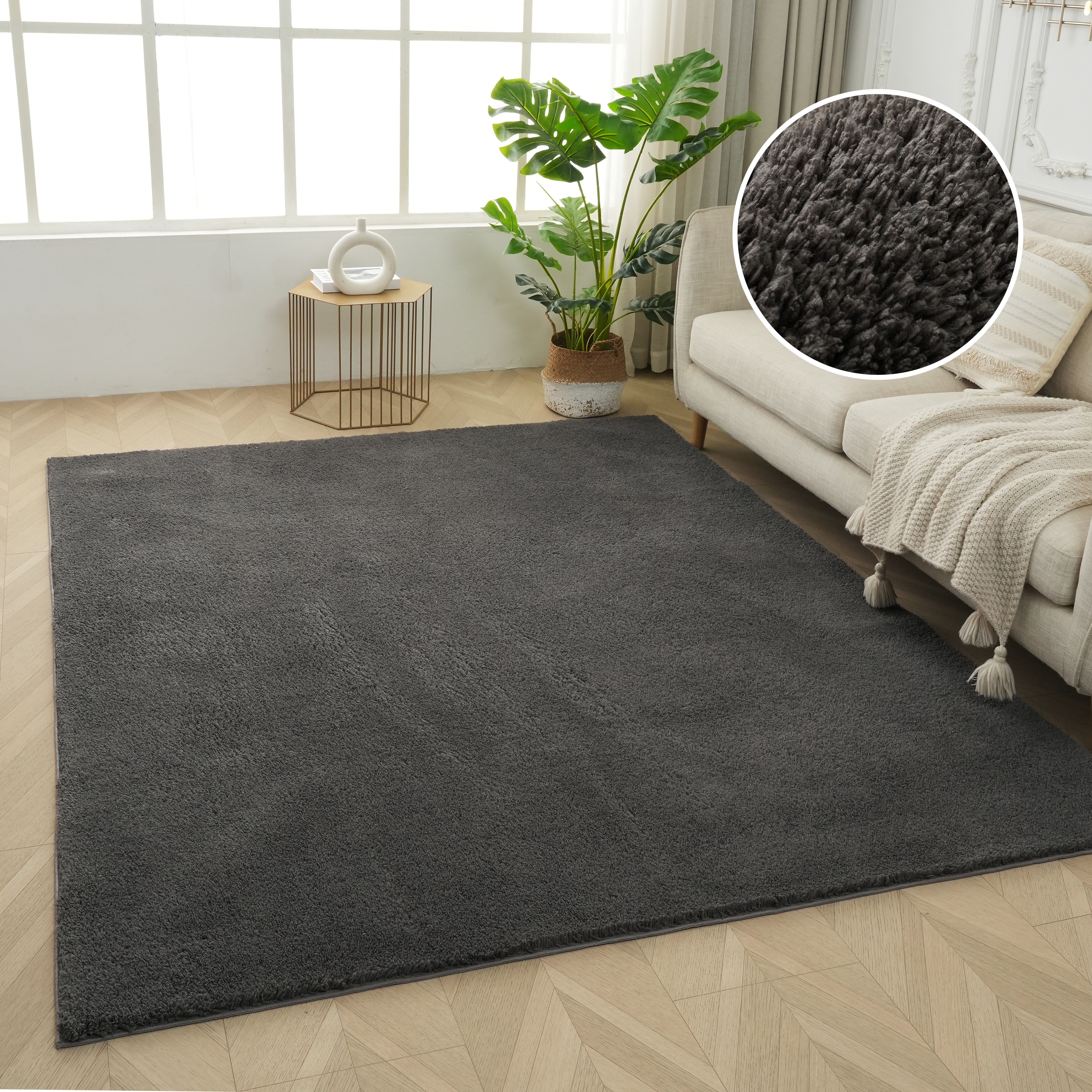OTTO home Teppich "Cali Shaggy" rechteckig 22 mm Höhe Uni-Farben, kuschelig, & weich, waschbar, Wohnzimmer, Schlafzimmer