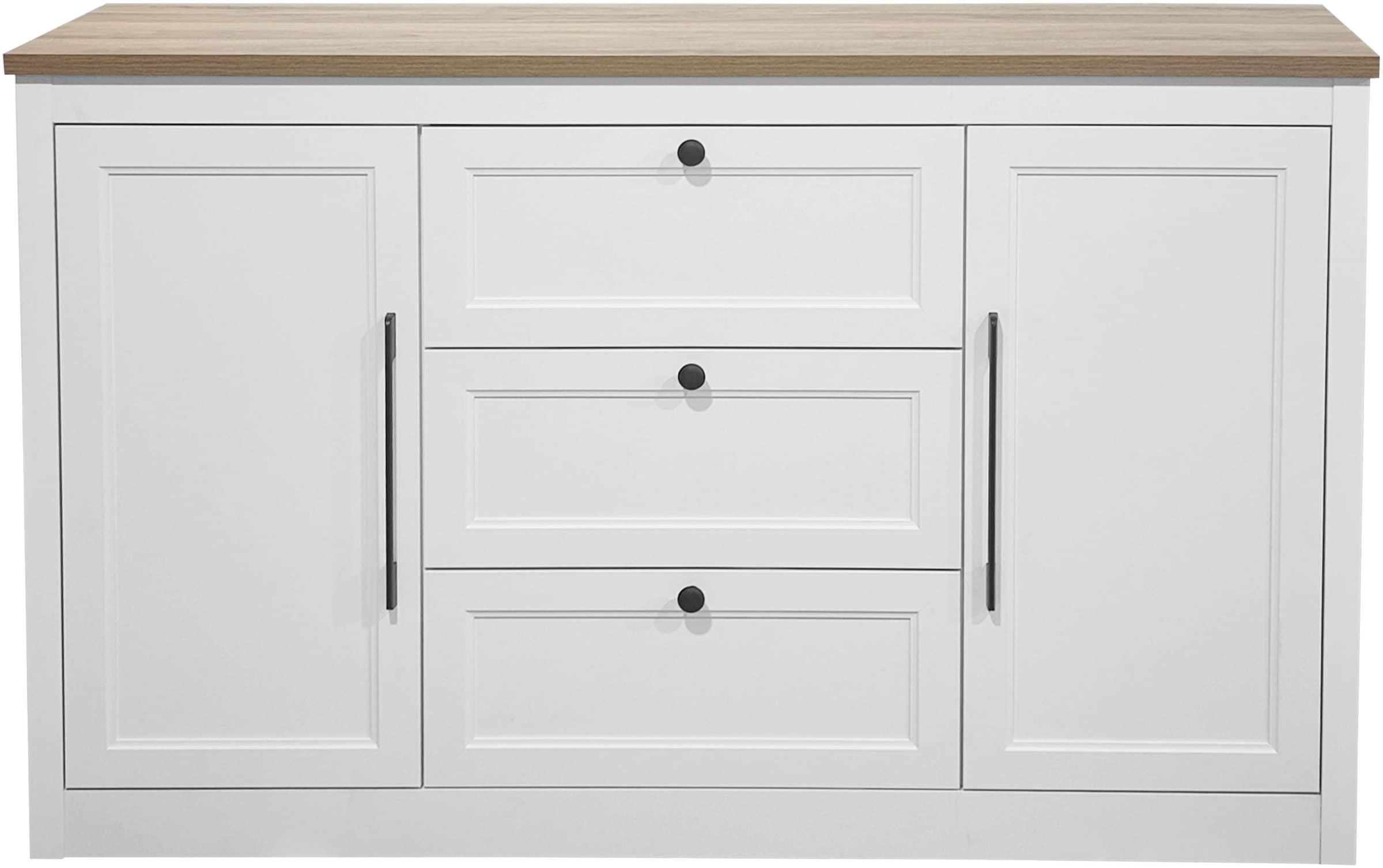 OTTO home Sideboard »Ismund«, aus MDF, mit Holz-Zierleiste, schwarzen Metallgriffen, Höhe 93 cm