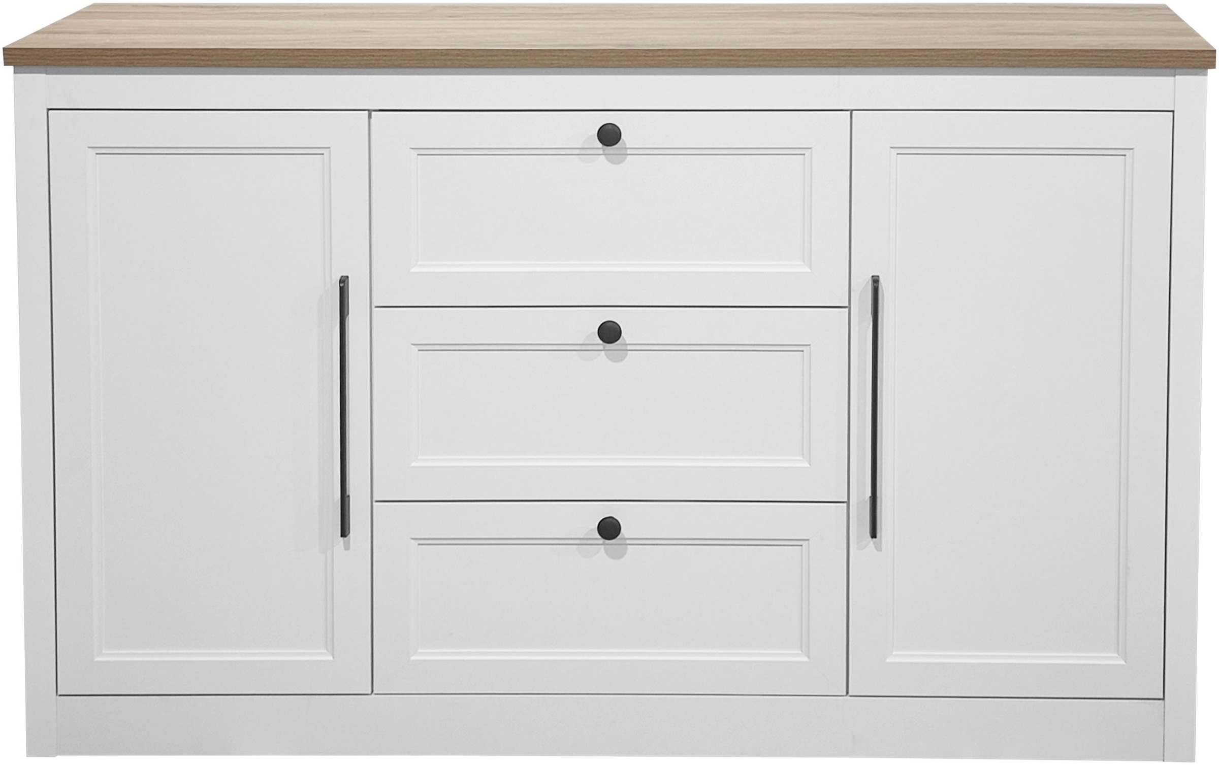 Thumbnail - OTTO home Sideboard "Ismund" aus MDF, mit Holz-Zierleiste, schwarzen Metallgriffen, Höhe 93 cm