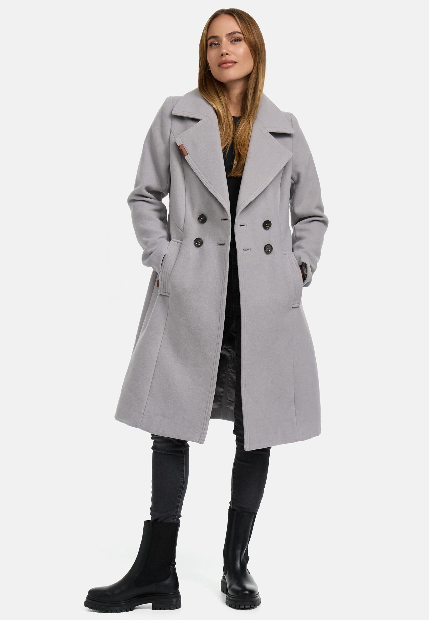 Navahoo Wintermantel »Wooly«, edler Damen Trenchcoat in Wollmantel-Optik