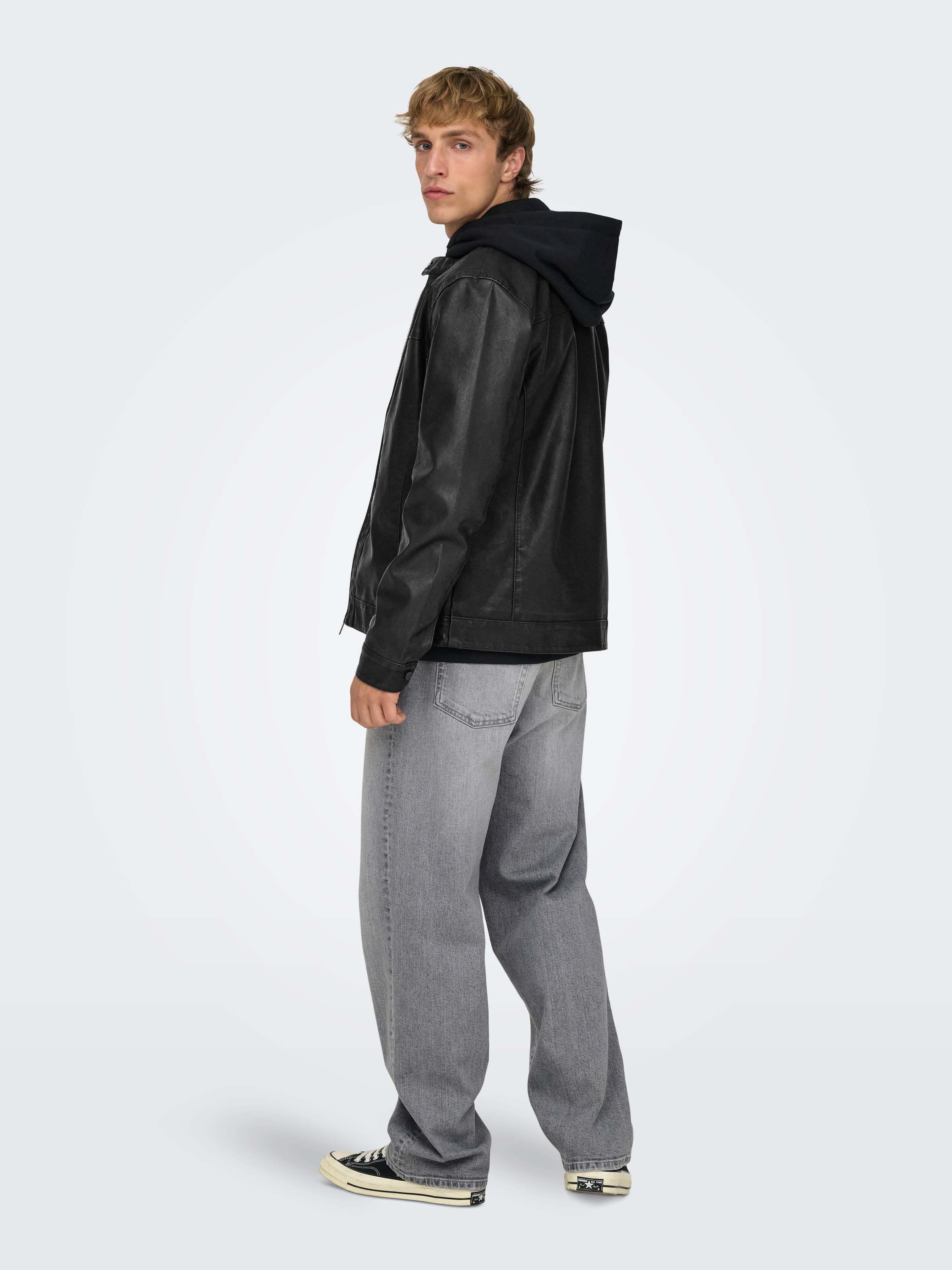 ONLY & SONS Bikerjacke »MIKE PU RACER JACKET« ohne Kapuze