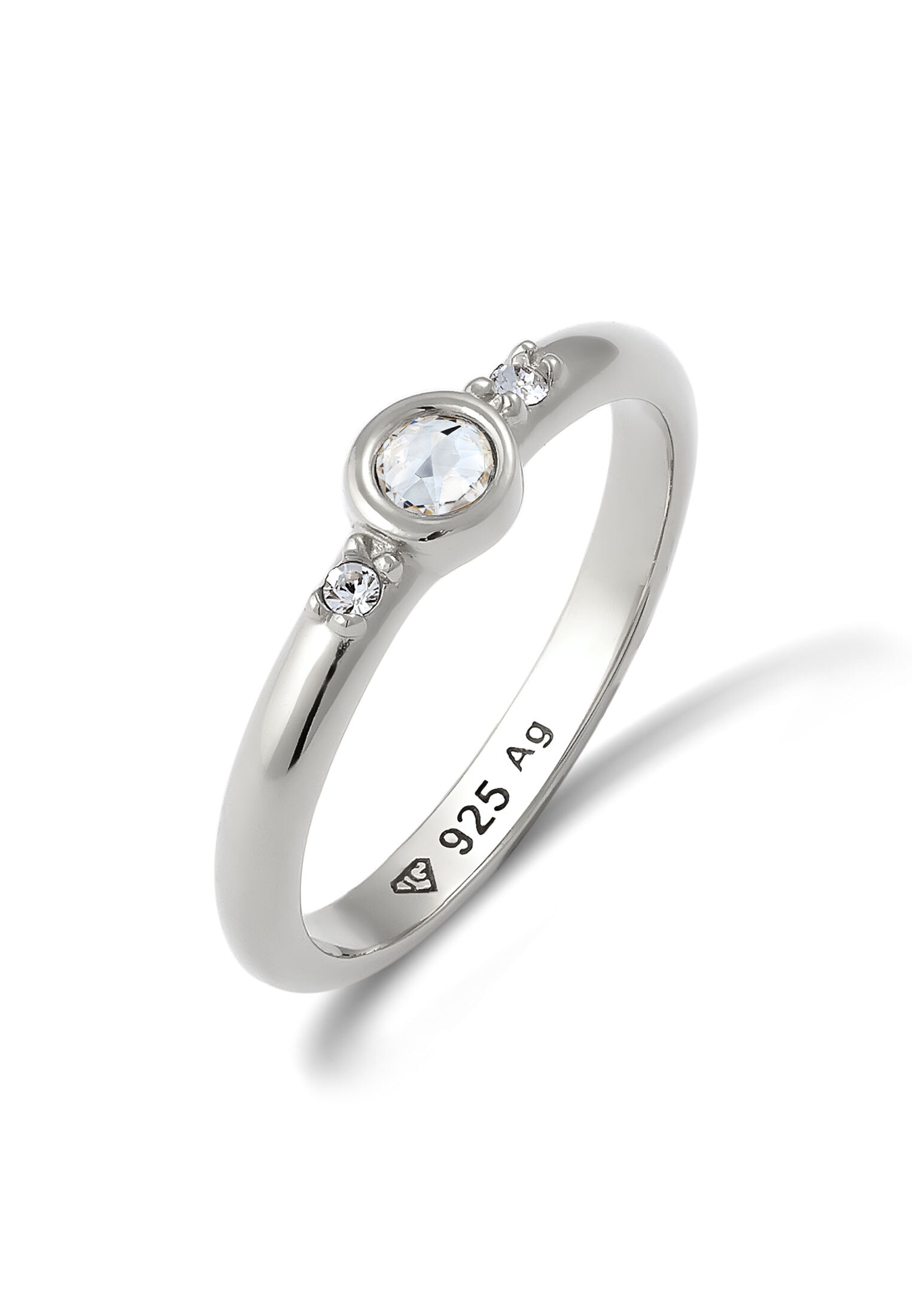 "Silberring ELLI ""Ring Weiß 925 Sterling Silber, mit Kristallen von Swarovski"" Gr. 56, silber, Fingerringe, Damen, 56, Silber 925 (Sterlingsilber)