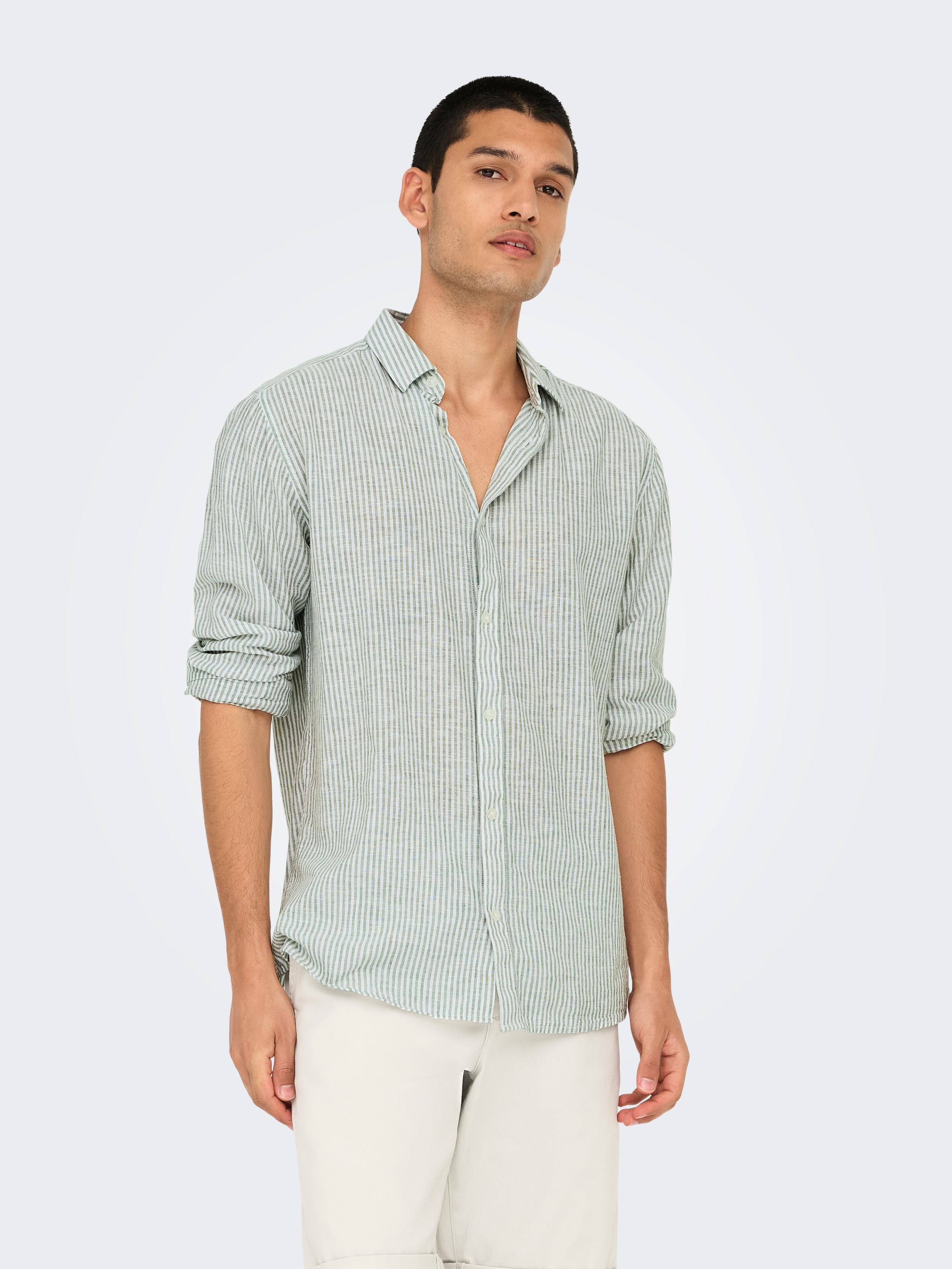 ONLY & SONS Kurzarmhemd »ONSCAIDEN LS STRIPE LINEN SHIRT 660 NOOS«