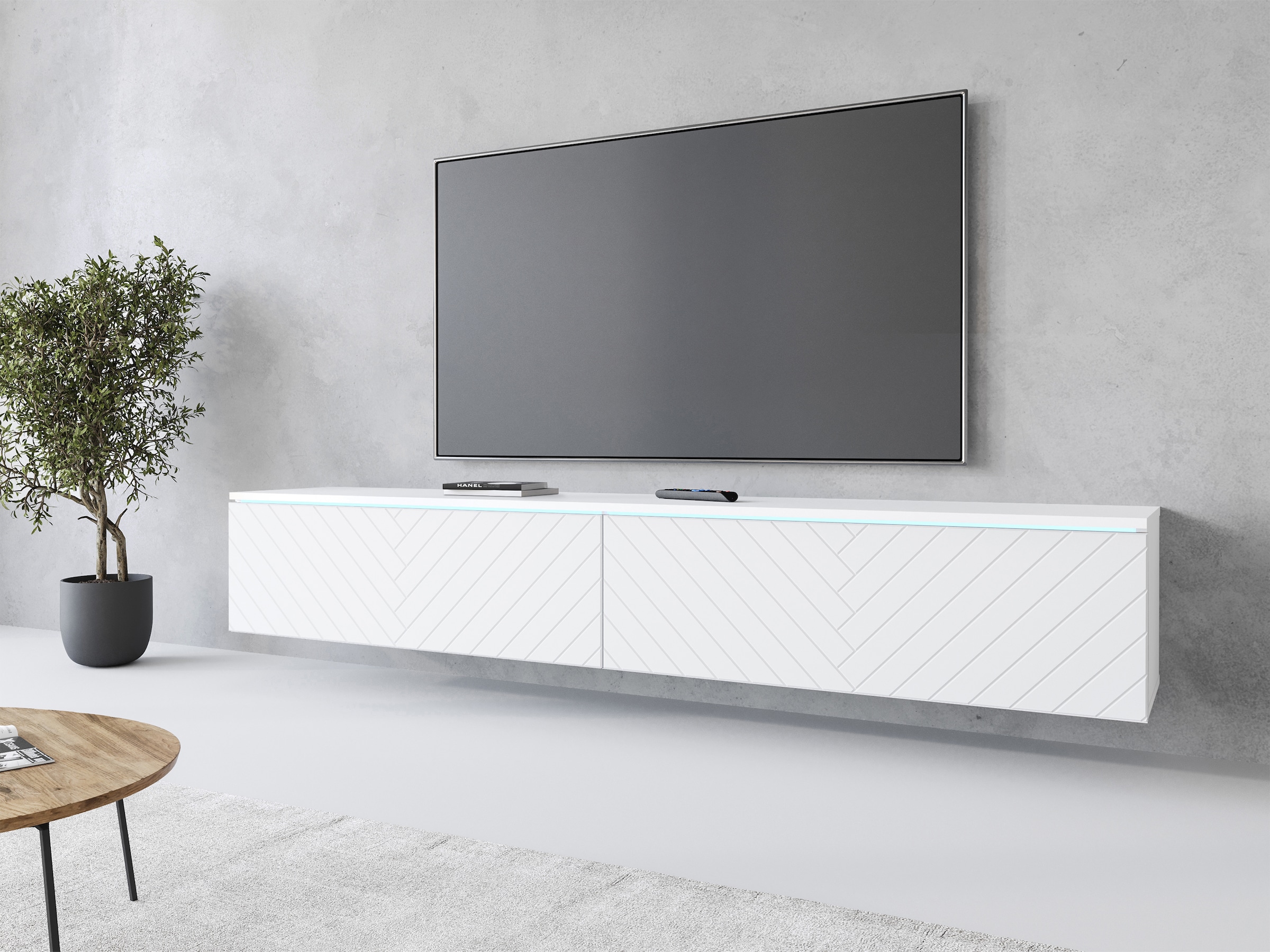 INOSIGN Lowboard »Vera, wahlweise mit oder ohne Beleuchtung«, gefräste MDF Front mit 3D Effekt, stehend und hängend montierbar