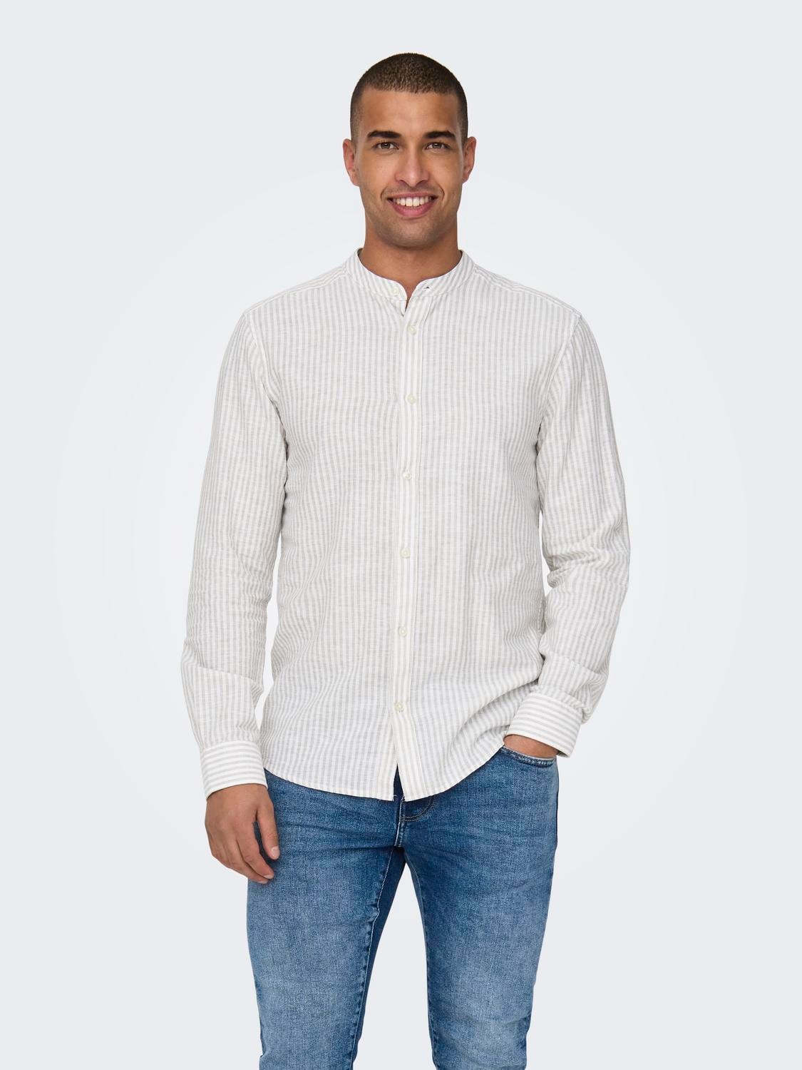 ONLY & SONS Langarmhemd "ONSCAIDEN LS MAO STRIPE LINEN SHIRT NOOS" günstig online kaufen