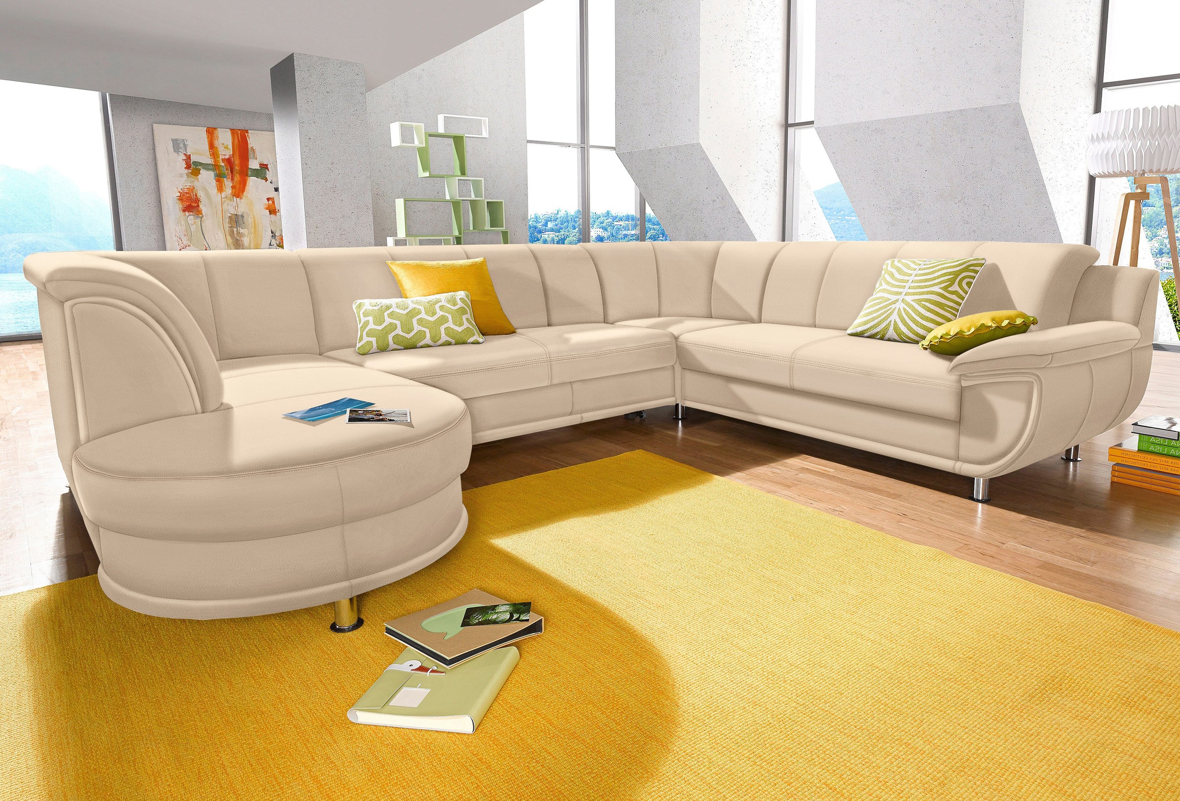 TRENDMANUFAKTUR Wohnlandschaft "Rondo, wahlweine mit Federkern, Breite 320cm, U-Form" inkl.Federkern, ohne Bettfunktion